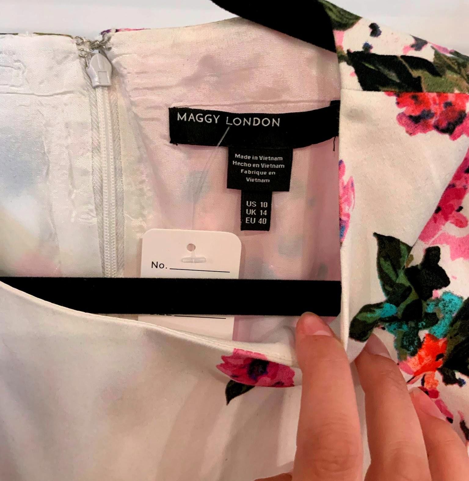 Designer Maggy London Floral Dress - Vibrant & Elegant Size L / US 10 / IT 46 - 3 Thumbnail