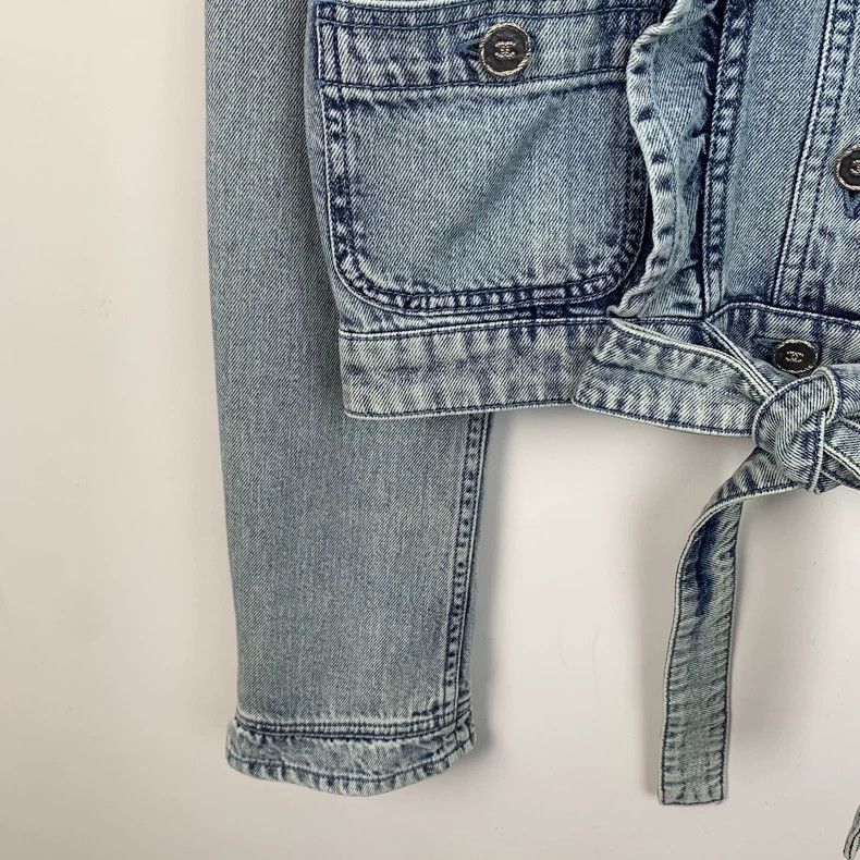 Chanel ChanelBlue ruffled lapel long-sleeved cotton denim jacket 2 Size XS / US 0-2 / IT 36-38 - 4 Thumbnail