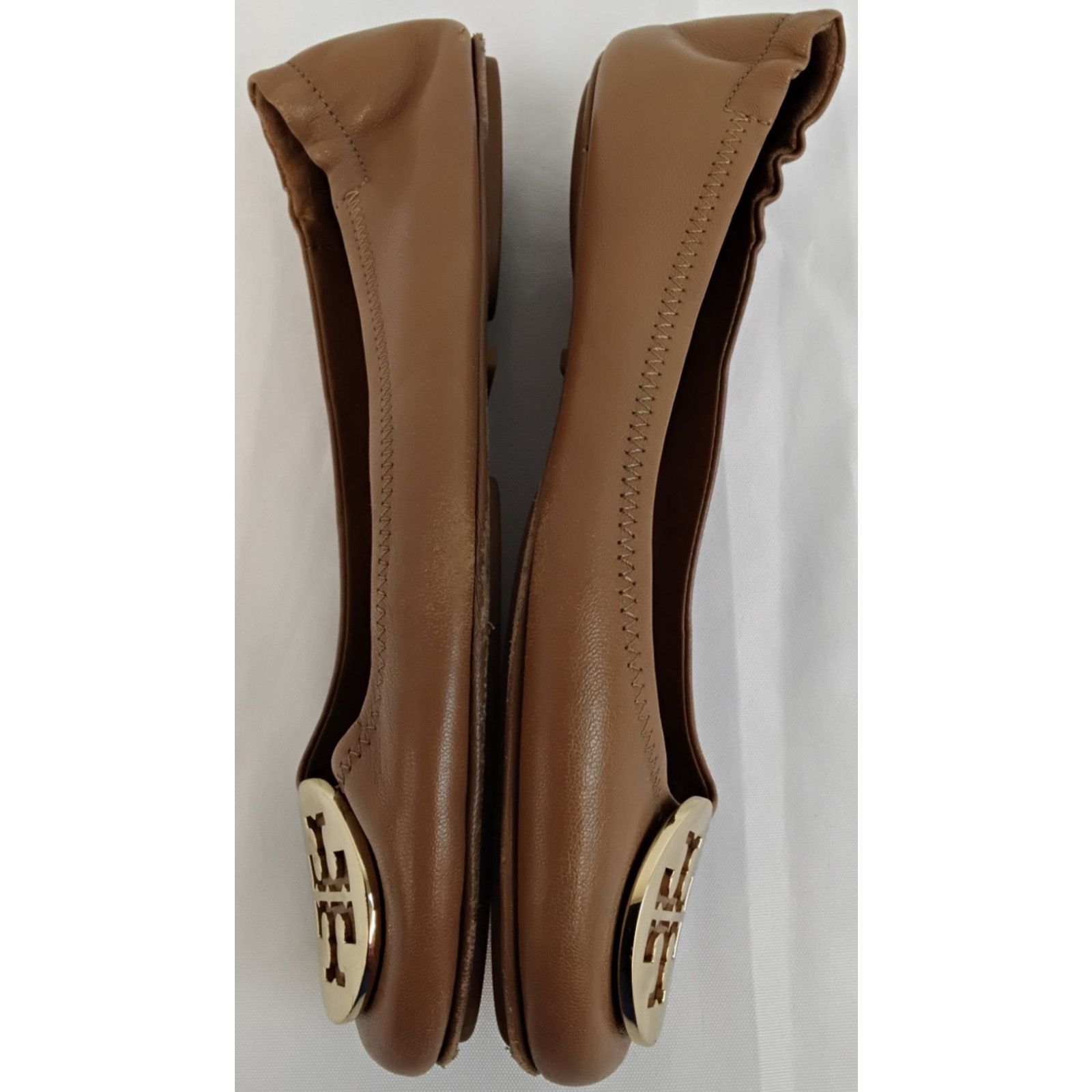 Tory Burch Tory Burch Reva Ballet Flats Women's 7 Brown Leather w/ Gold Size US 7 / IT 37 - 8 Thumbnail