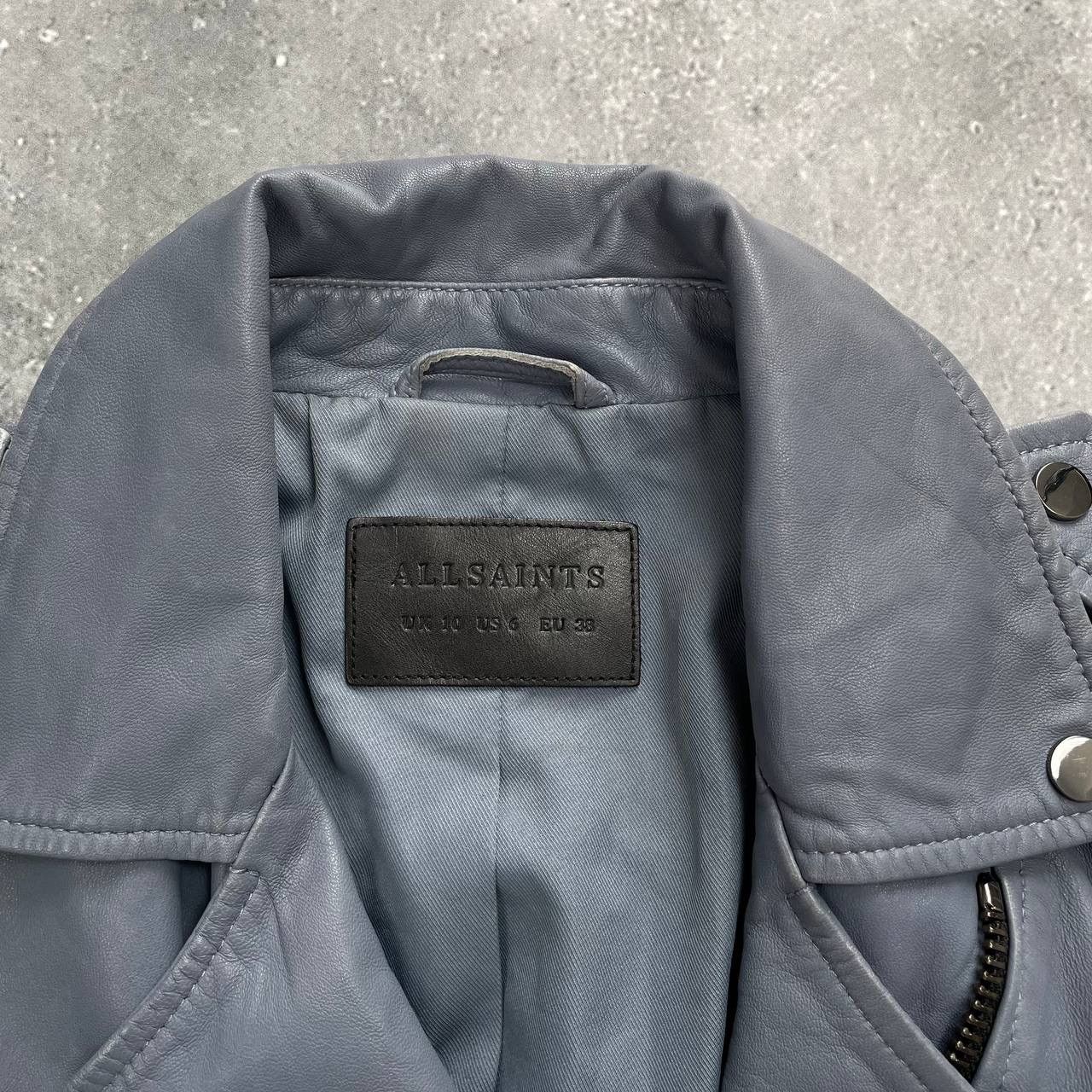 Allsaints Allsaints Fern Biker Leather Jacket Women’s Blue Size EU 38 Size M / US 6-8 / IT 42-44 - 6 Thumbnail