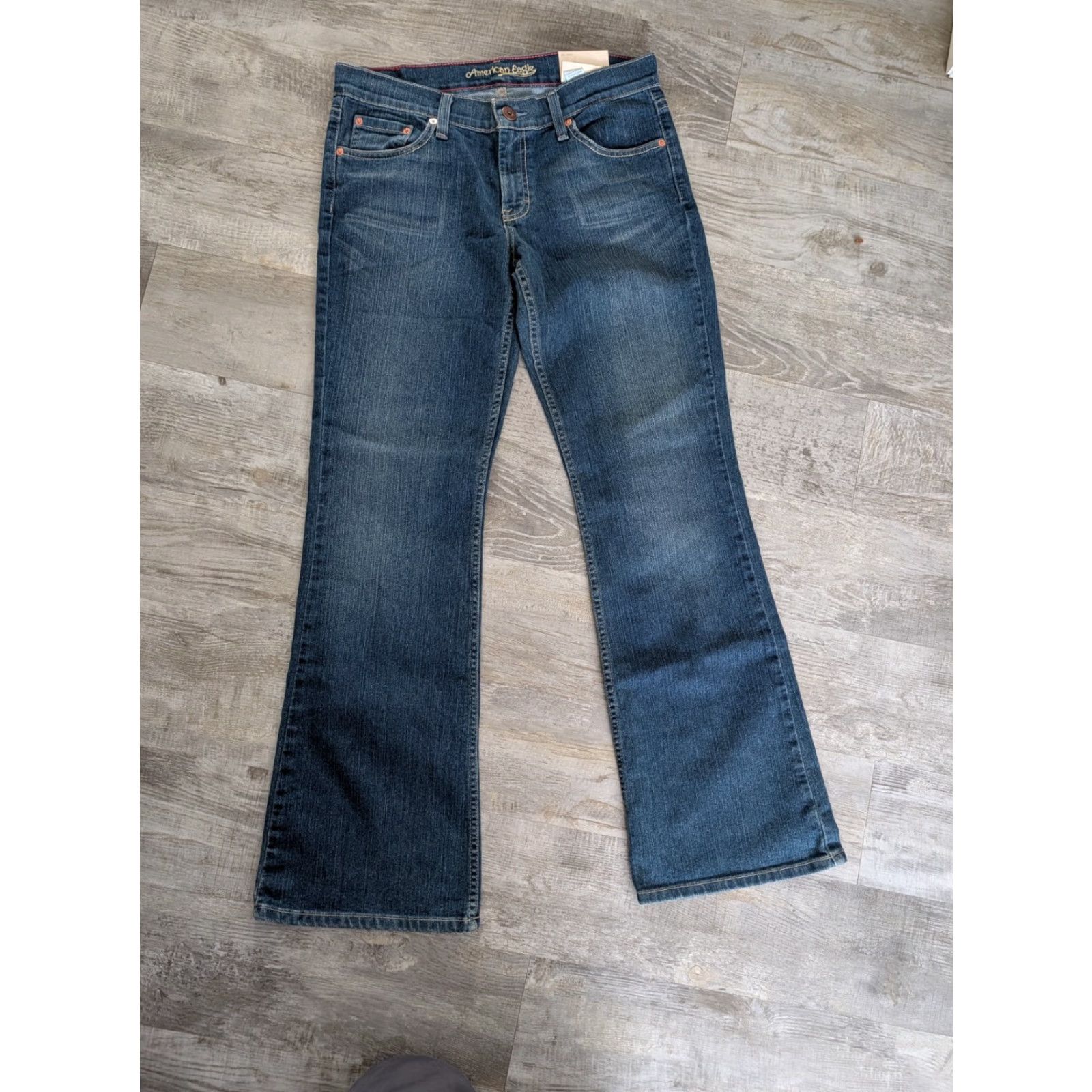 American Eagle Outfitters American Eagle Jeans Womens 12 Hipster Flare Low Rise Boot Dark Wash Denim Size 34" / US 12 / IT 48 - 6 Thumbnail
