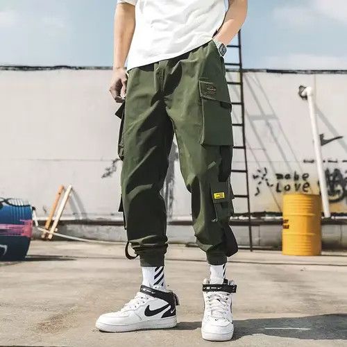 image of Hip Hop Joggers Cargo Pants Men Harem Pants in Green (Size 27)