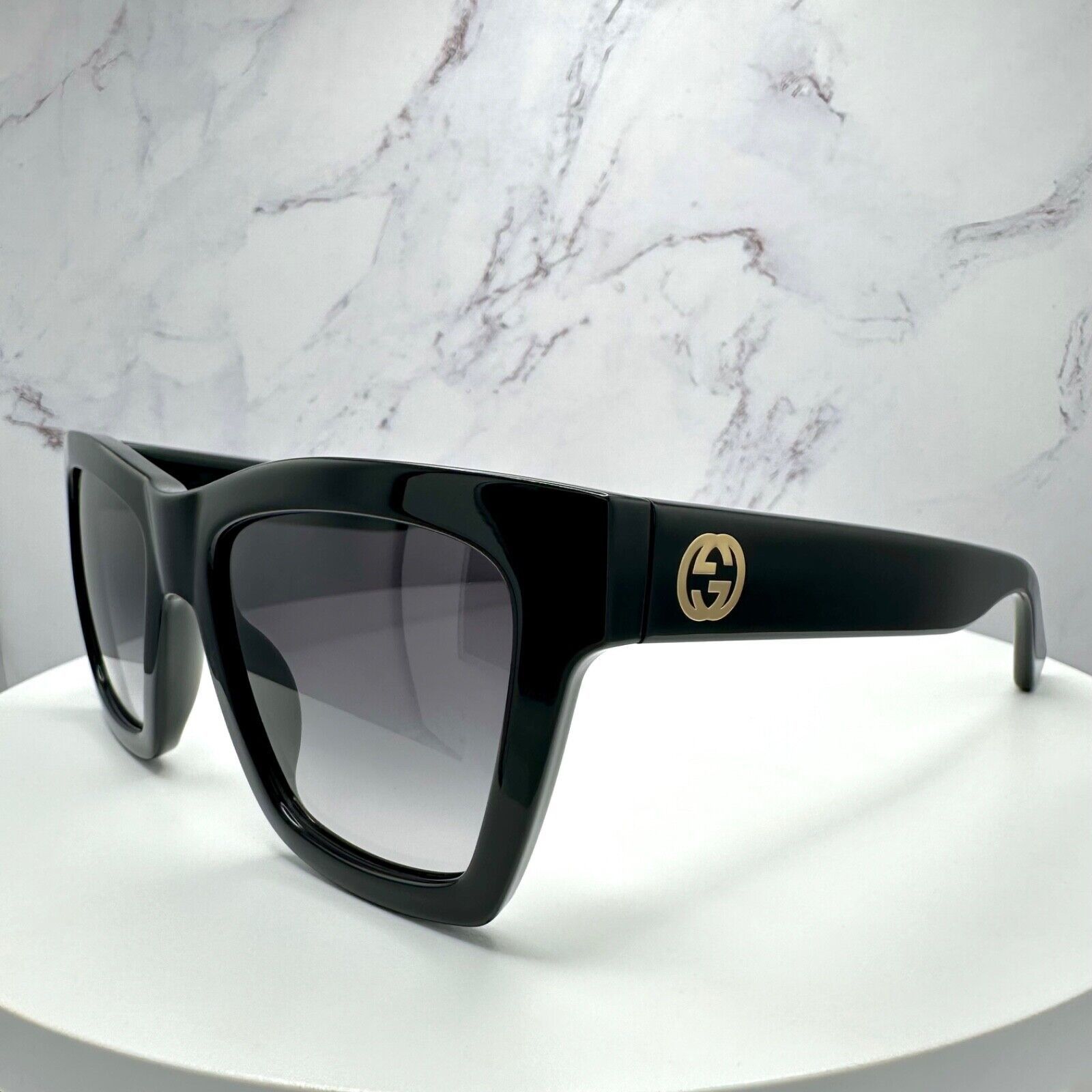 Gucci New GUCCI Sunglasses Black Gold Interlocking GG Logo Size ONE SIZE - 12 Thumbnail