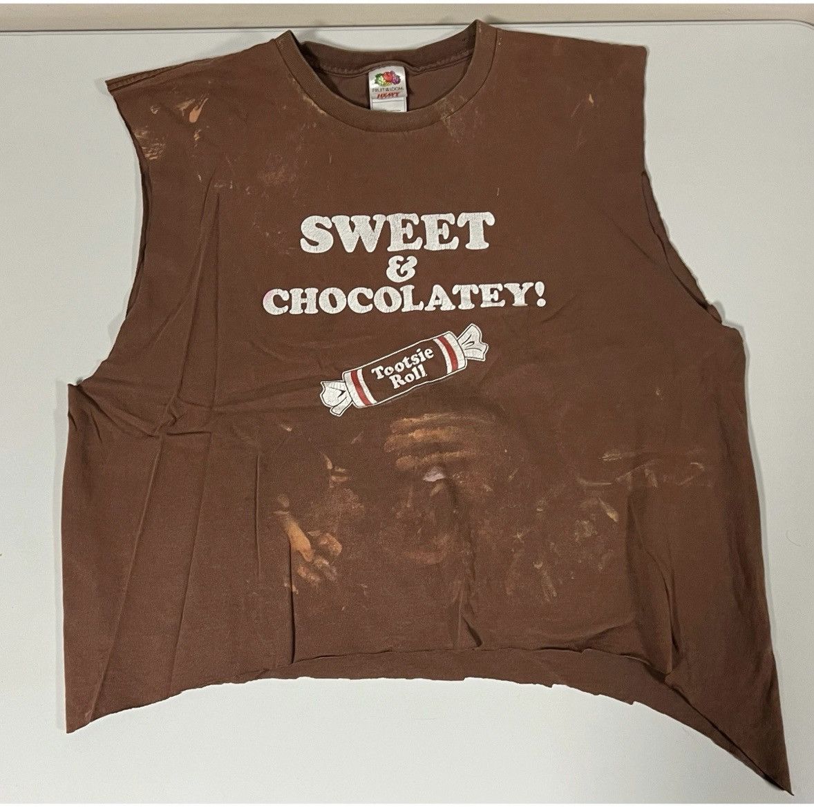 Vintage ‘Tootsie Roll: Sweet and Chocolatey’ Muscle Tee T-Shirt XL 🤎 Size US XL / EU 56 / 4 - 2 Thumbnail