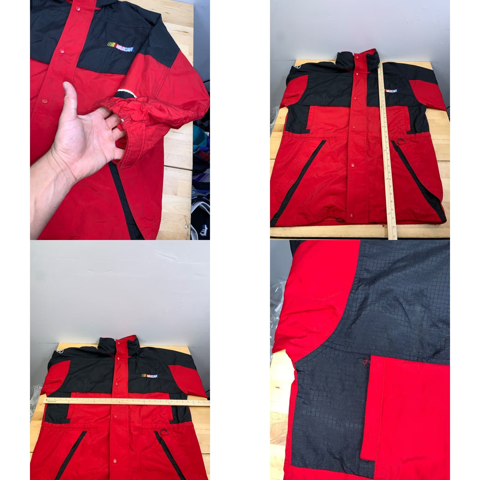 NASCAR VINTAGE NASCAR Windbreaker Jacket Mens L Red Zip Hooded Y2K 12733 Size US L / EU 52-54 / 3 - 8 Thumbnail