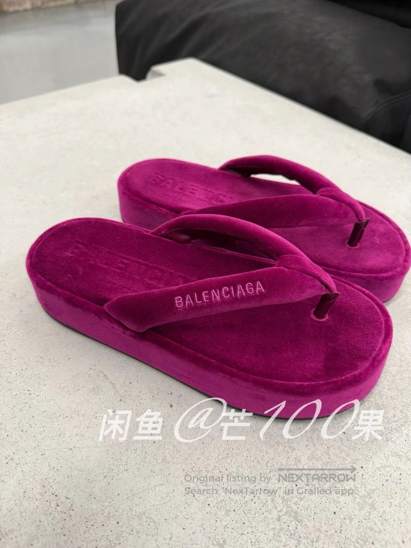 Balenciaga Balenciaga Velvet Platform Slippers. Size US 9.5 / IT 39.5 - 1 Thumbnail