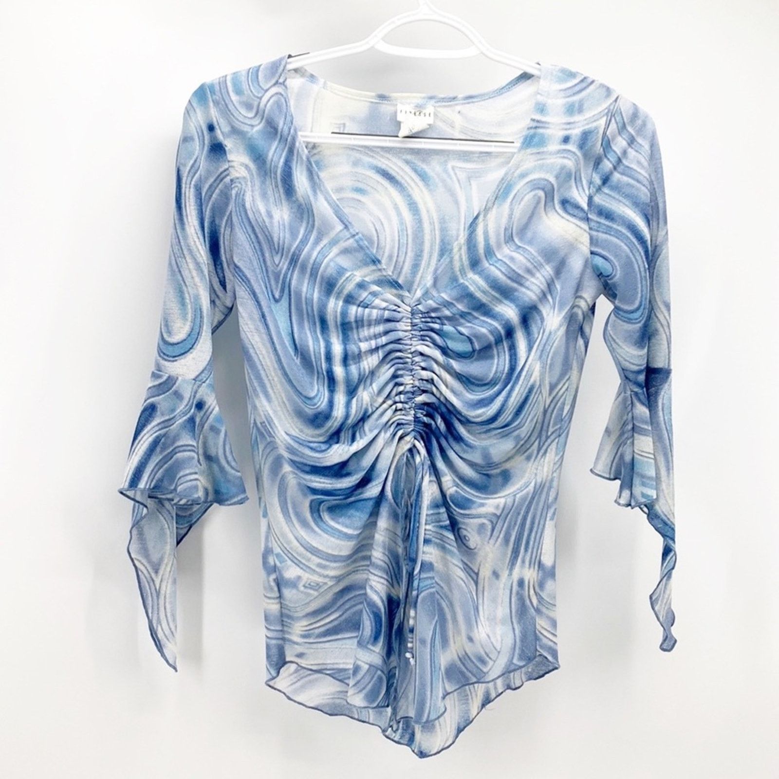 Other Retro Y2K marbled semi sheer adjustable top flowy sz S Size S / US 4 / IT 40 - 1 Thumbnail