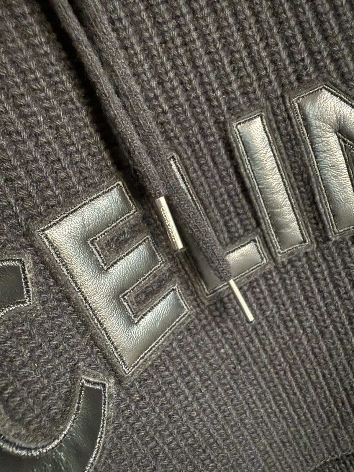 Celine $2k Celine hoodie sweater leather logo black wool Hedi S M Size US S / EU 44-46 / 1 - 25 Thumbnail