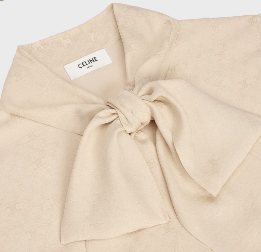 Celine o1bcso1str0924 Lavallière Dress In Shiny Matte Silk in Creme Size XS / US 0-2 / IT 36-38 - 3 Thumbnail