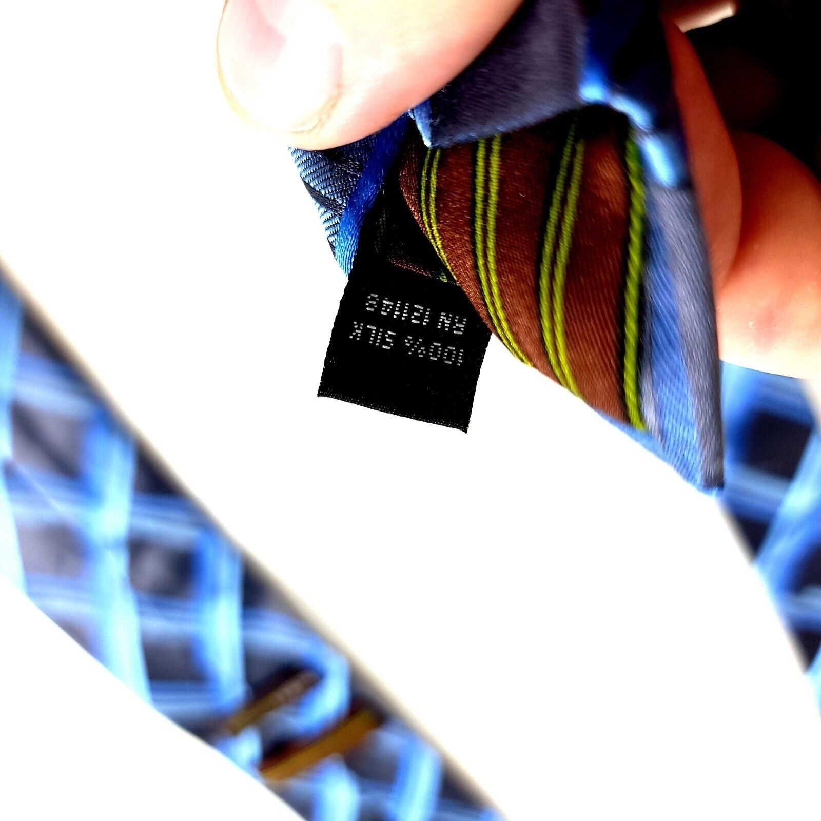 BCBGeneration BCBG Attitude Gray Blue Woven Plaid Skinny Silk Tie Size ONE SIZE - 5 Thumbnail