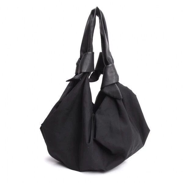 yohji yamamoto knotted cow leather wool handbag with handle