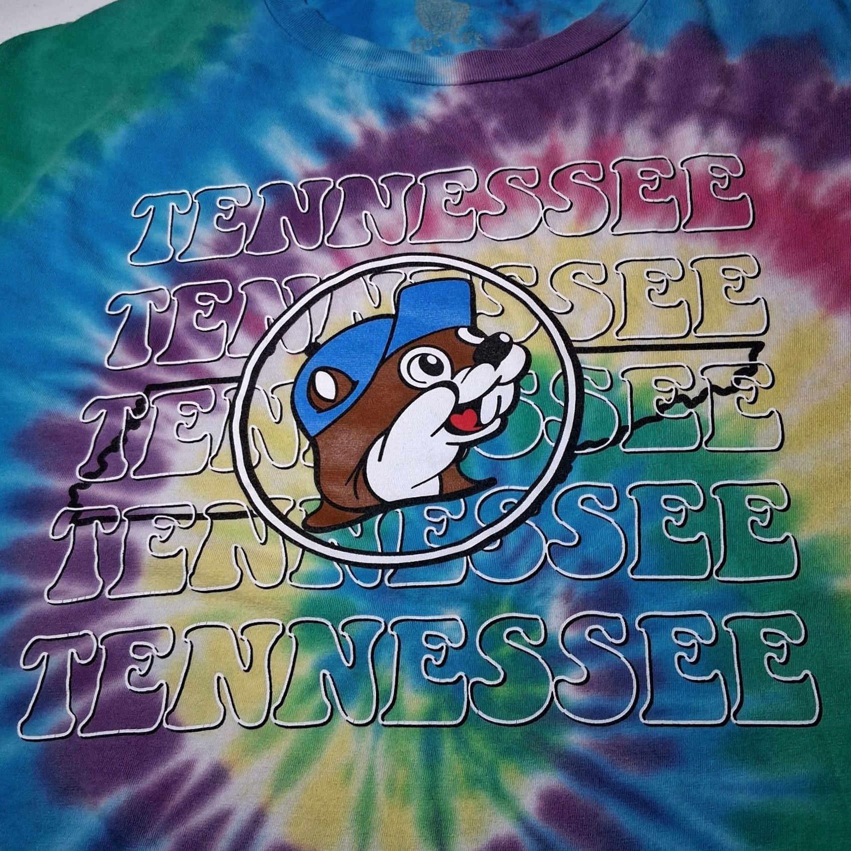 Rainbow BUC-EE'S Shirt Men XL Rainbow Tie Dye Gas Station Travel Superstore Graphic Print Crew Neck Short Sleeve Multicolor Cotton Logo Pattern Size US XL / EU 56 / 4 - 2 Thumbnail