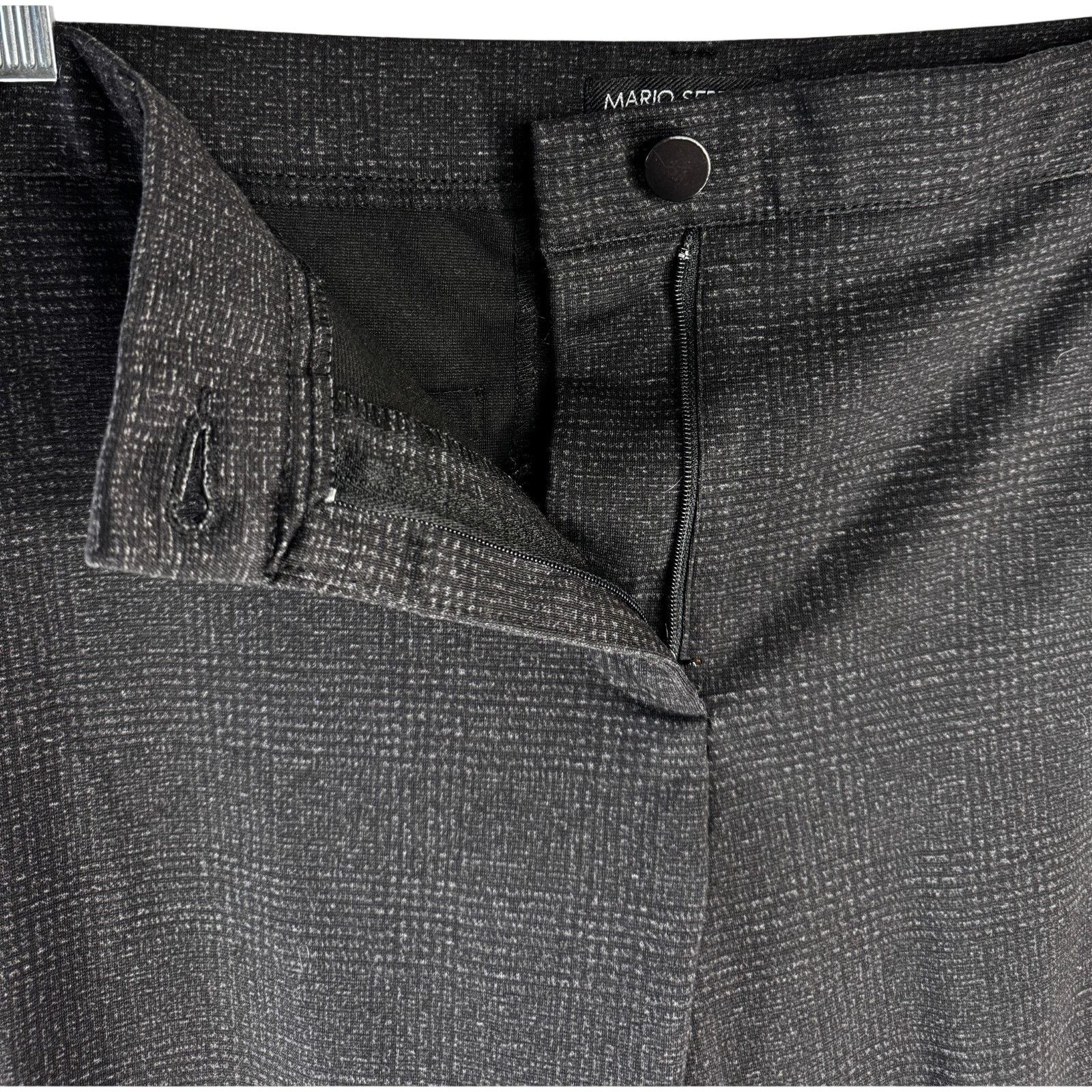 Mario Valentino Mario Serrani Women’s Skinny Ankle Black Check Pants size XL Size 37" - 2 Thumbnail