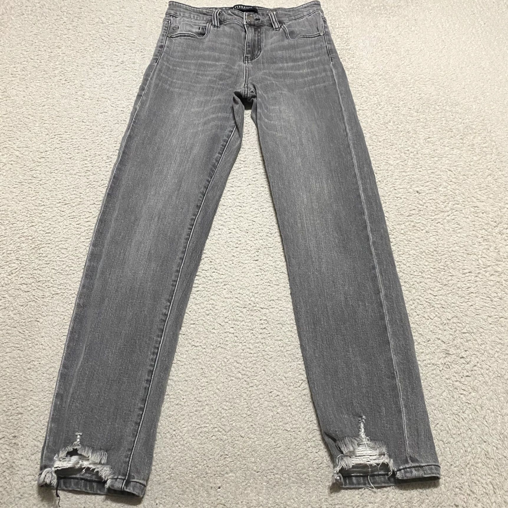 Denime Liverpool Jeans Womens 4 Gray Distressed Stretch Mid Rise Ankle Denim Shirt? Size 27" / US 4 / IT 40 - 2 Thumbnail