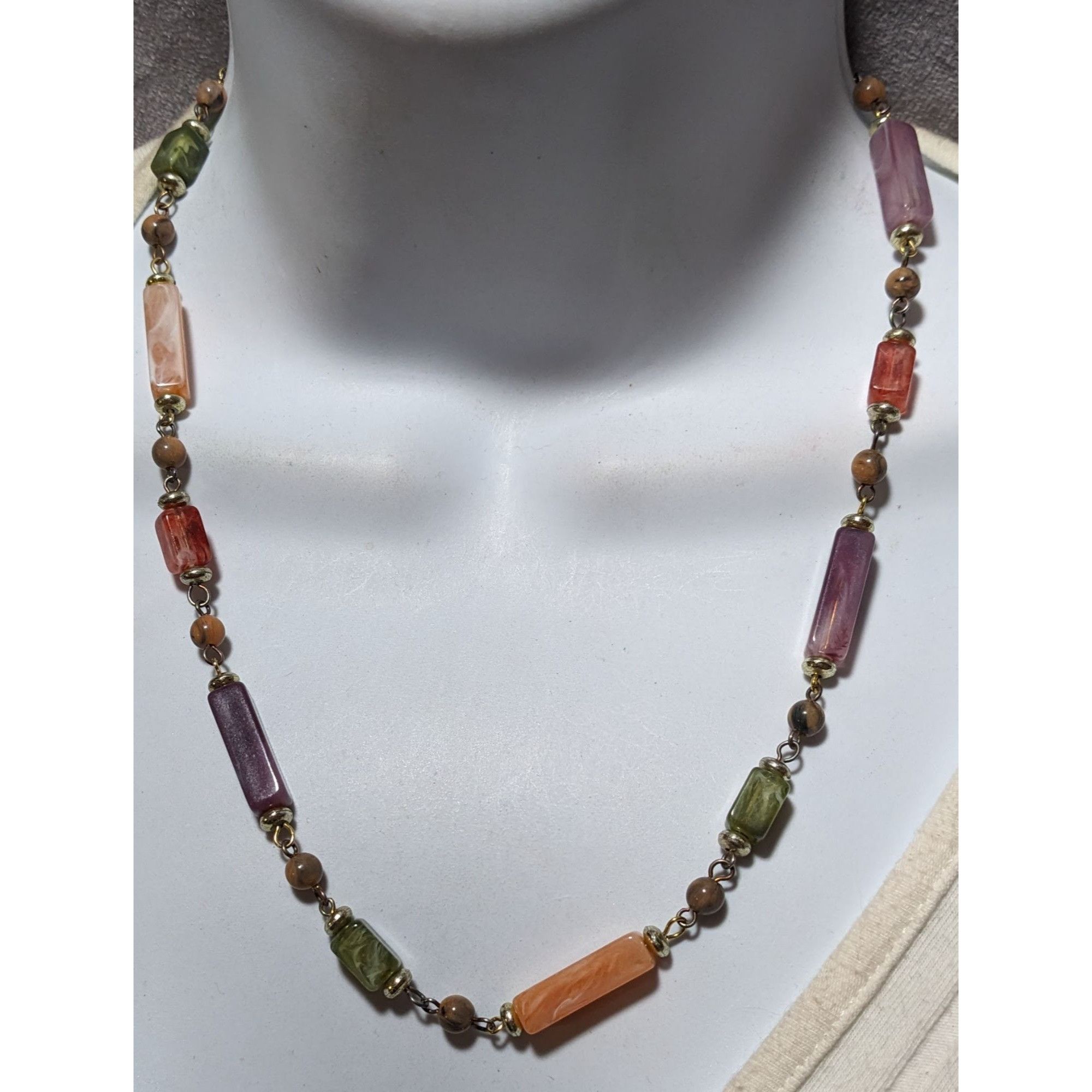 Other Vintage Rainbow Faux Agate Beaded Necklace Size ONE SIZE - 5 Thumbnail