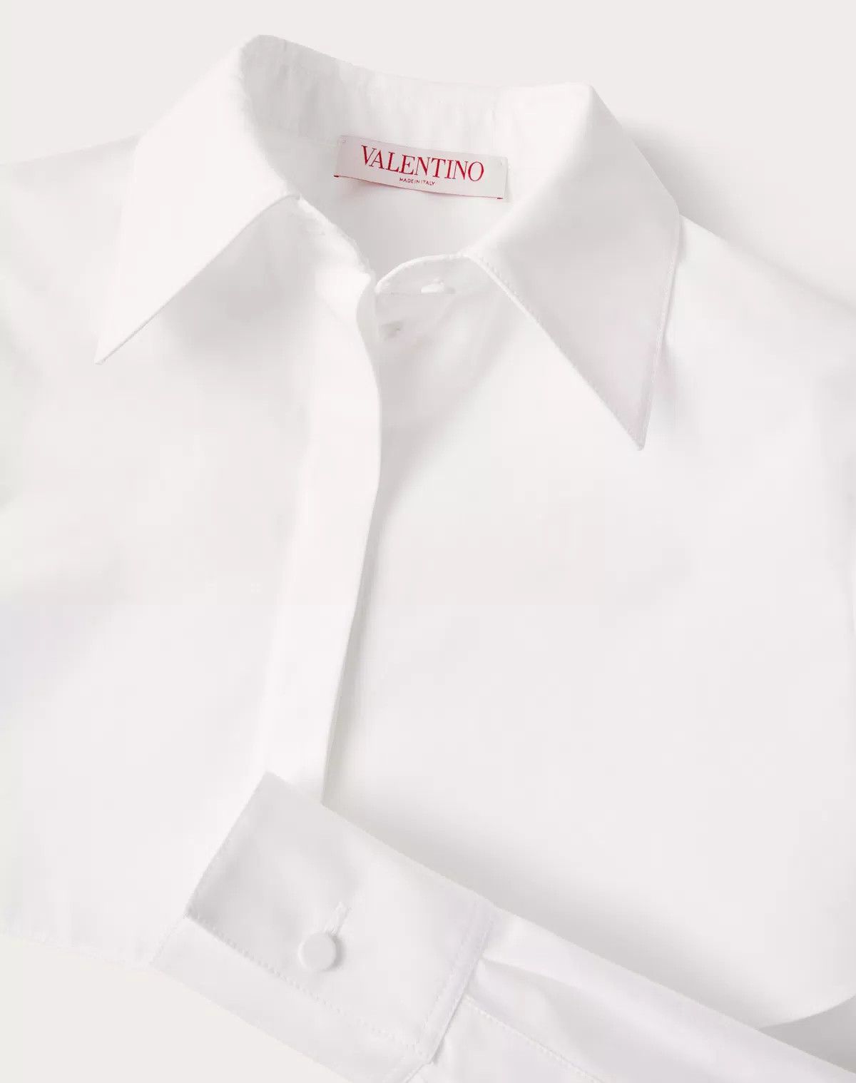 Valentino o1s1wg110625 Compact Popeline Blouse in White Size M / US 6-8 / IT 42-44 - 7 Thumbnail