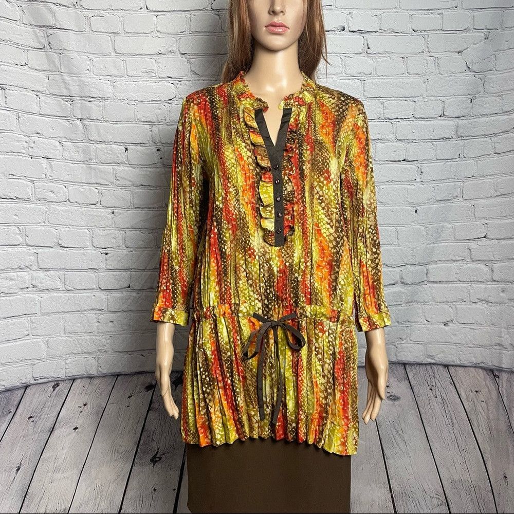 Jones New York Jones New York Pleated Brown Orange 3/4 Sleeve Blouse Size Size M / US 6-8 / IT 42-44 - 1 Thumbnail