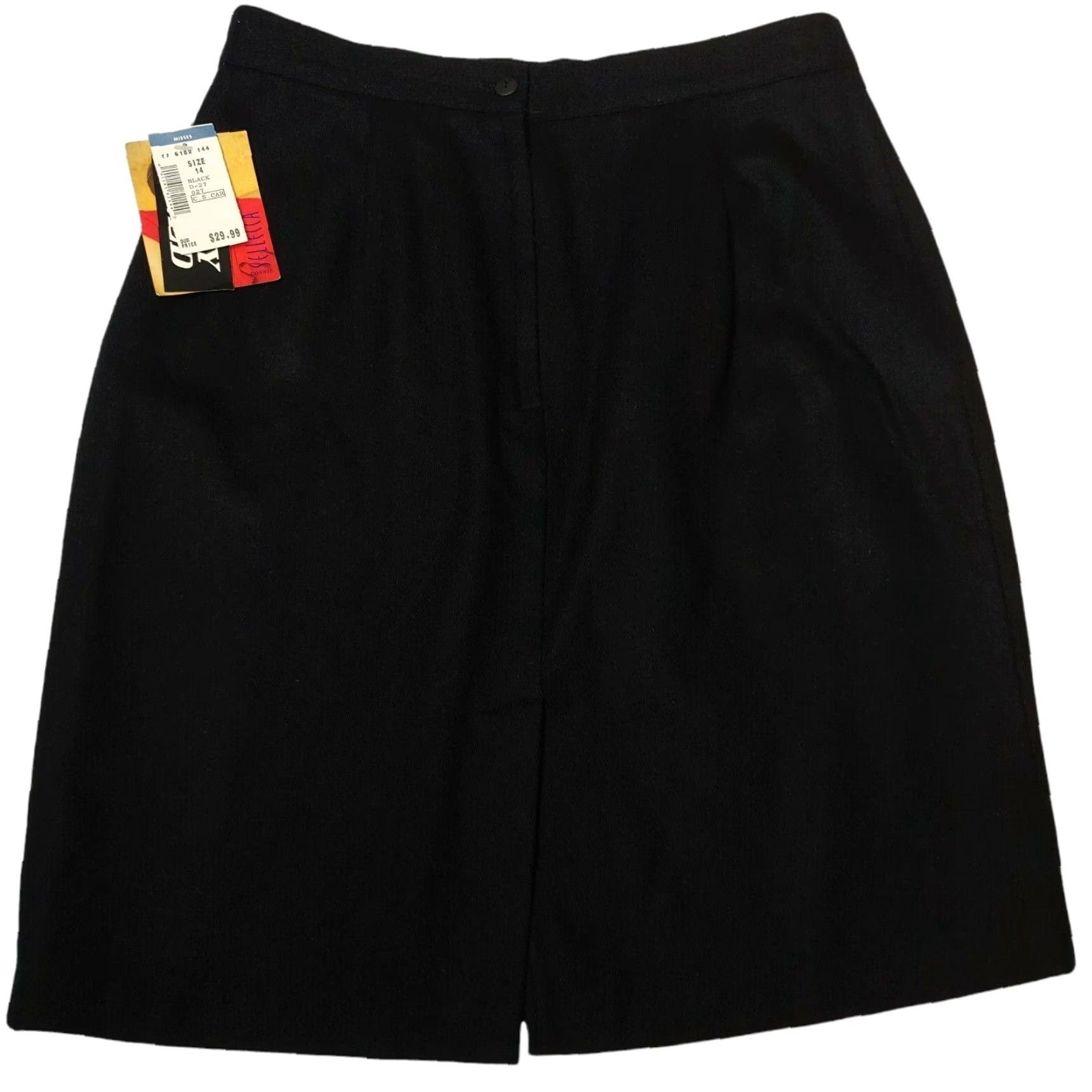 Vintage VINTAGE Connie Sellecca Skirt Regular Size 14 Black Wool Knee Length Pencil Straight Women Mens? Size 36" / US 14 / IT 50 - 2 Thumbnail