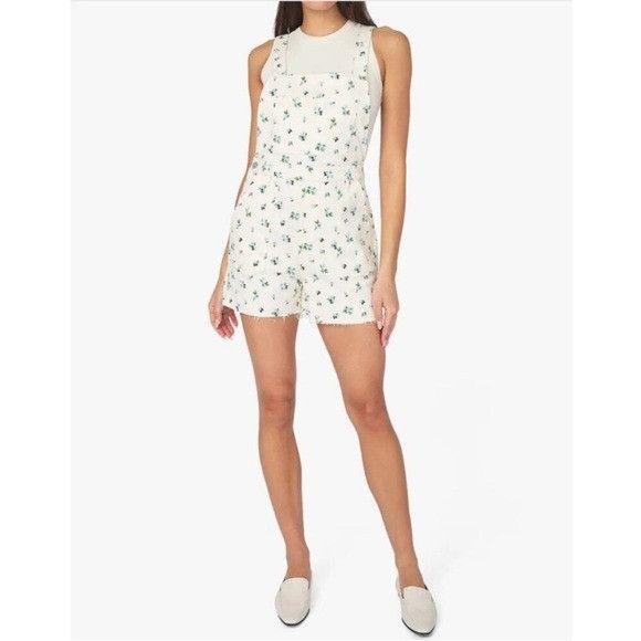 WeWoreWhat Revolve WeWoreWhat Slit Overall ShortsWatercolor Ditsy Ivory Size 34" / US 12 / IT 48 - 1 Thumbnail