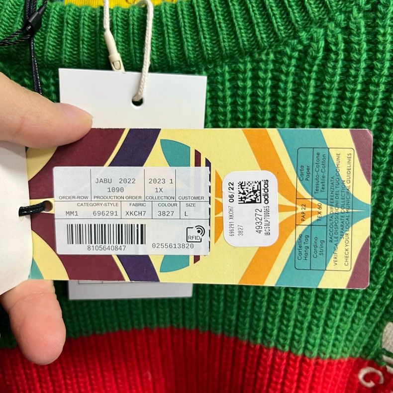 Gucci Gucci Red and green striped color-blocked knitted pattern Size US L / EU 52-54 / 3 - 4 Thumbnail
