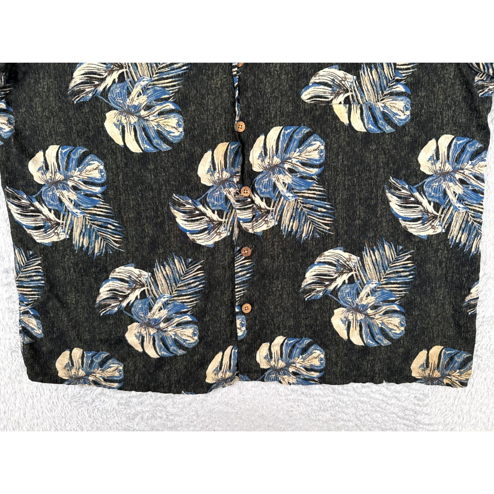 Vintage Puritan Shirt Mens 2XL Black Blue Palm Tree Leaf Print Hawaiian 100% Rayon Size US XXL / EU 58 / 5 - 5 Thumbnail
