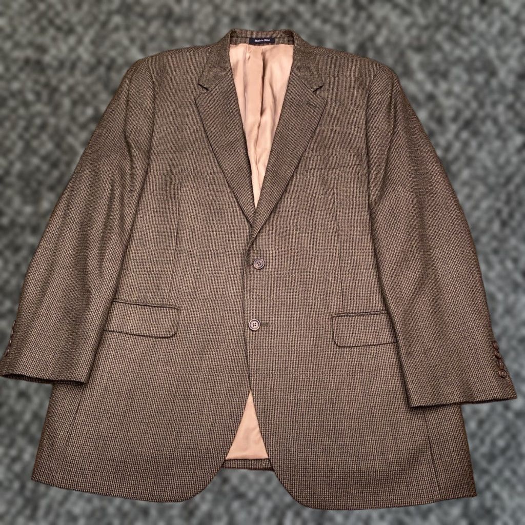 Chaps Chaps Sport Coat Blazer 46 Long Brown Wool Lambswool Regular Single-Breasted Notch Lapel Mens Jacket Coat Color Brown Brand Chaps Size 46 Long Size 46R - 1 Thumbnail