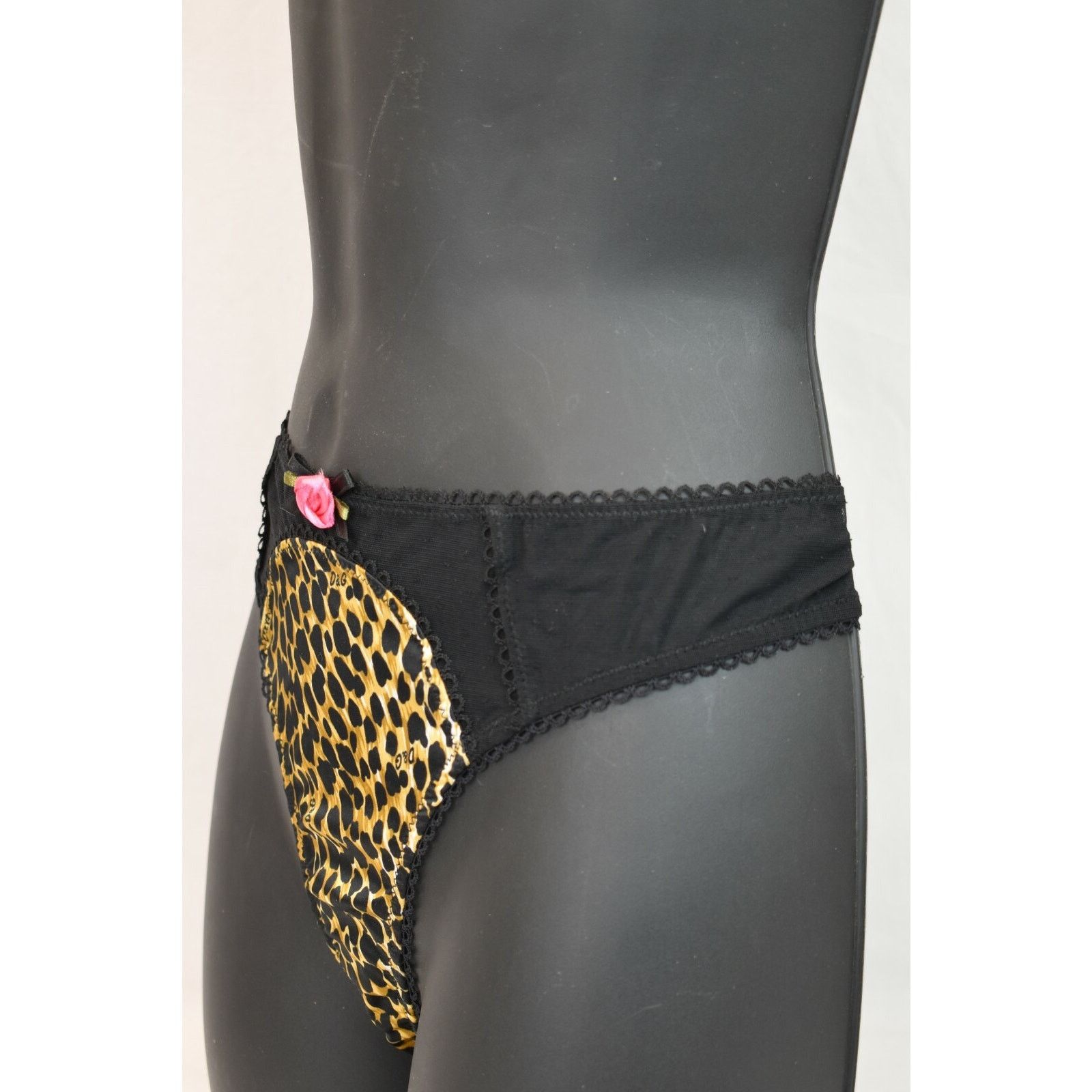 Dolce & Gabbana NWT DOLCE GABBANA BLACK LEOPARD ROSE BOW LOGO UNDERWEAR M Size ONE SIZE - 7 Thumbnail