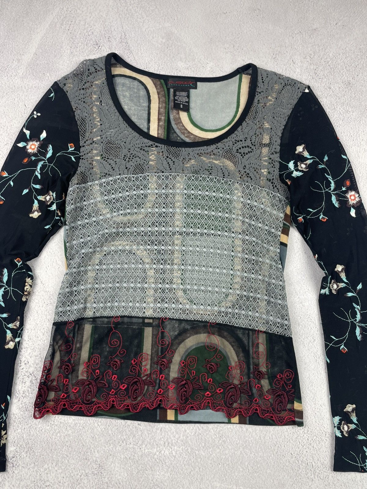 Custo Barcelona × Vintage Custo Barcelona Women’s Vintage Mesh Top Floral Geometric S Size S / US 4 / IT 40 - 3 Thumbnail