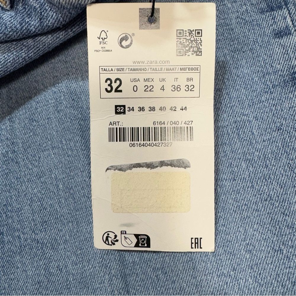 Zara NWT New Zara High Waist Cropped Straight Jeans Size 0 Size 25" / US 0 / IT 36 - 7 Thumbnail