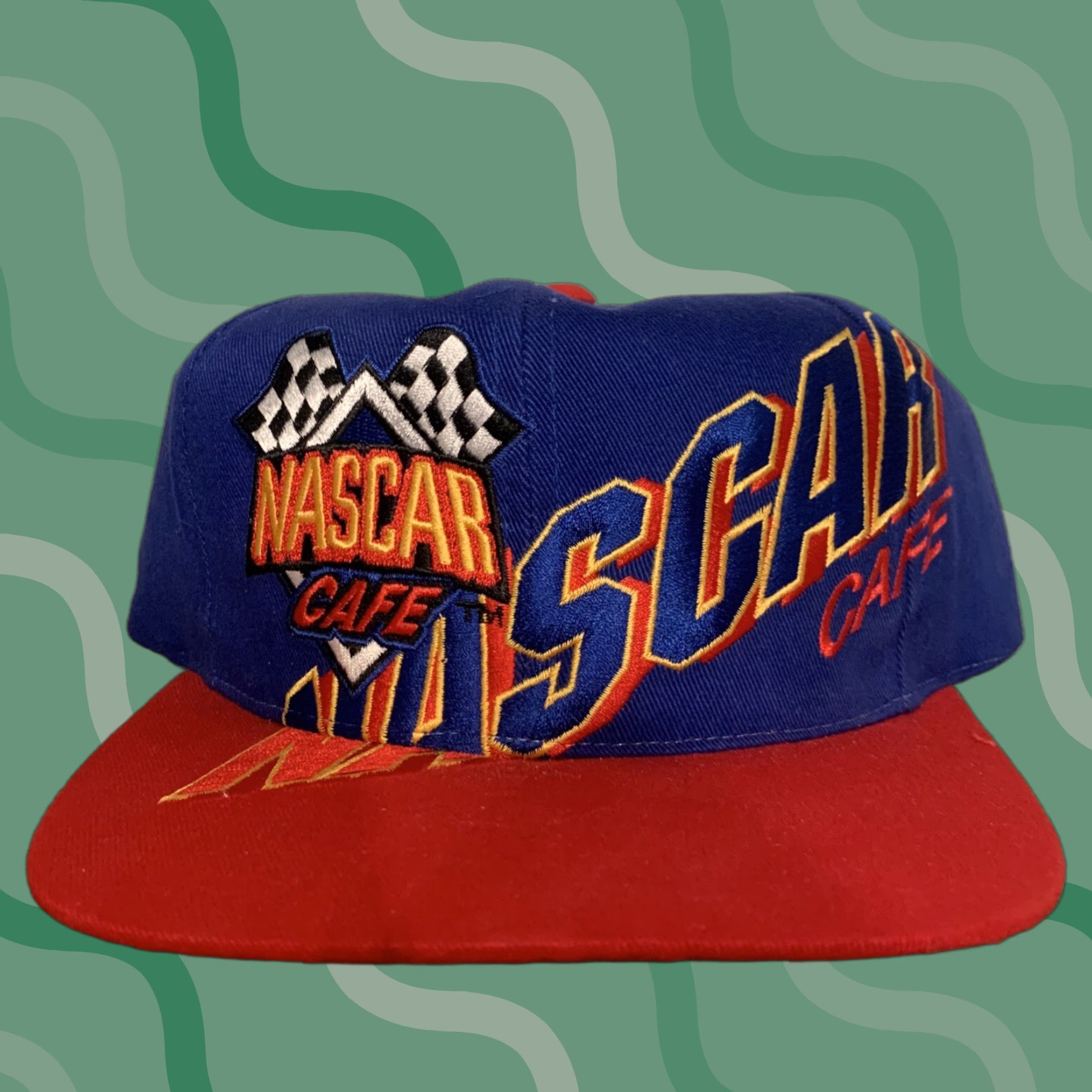 NASCAR VINTAGE Nascar Cafe Snapback Hat Myrtle Beach Big Logo Adjustable Blue Men’s Hat Size ONE SIZE - 1 Thumbnail