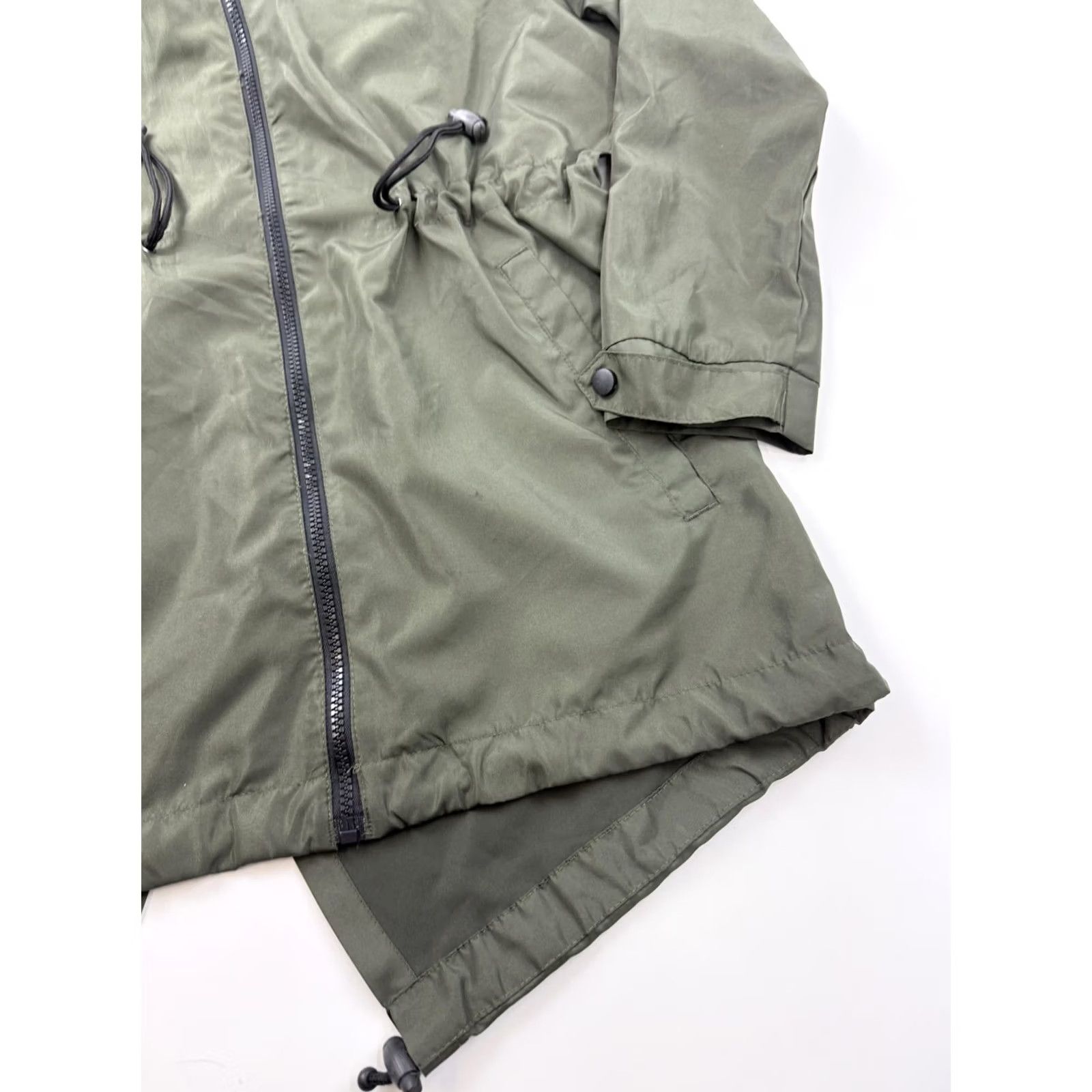 Vintage Piazza Italia Coat Womens Medium Green Hooded Fishtail Parka Full Zip Pockets Size M / US 6-8 / IT 42-44 - 2 Thumbnail
