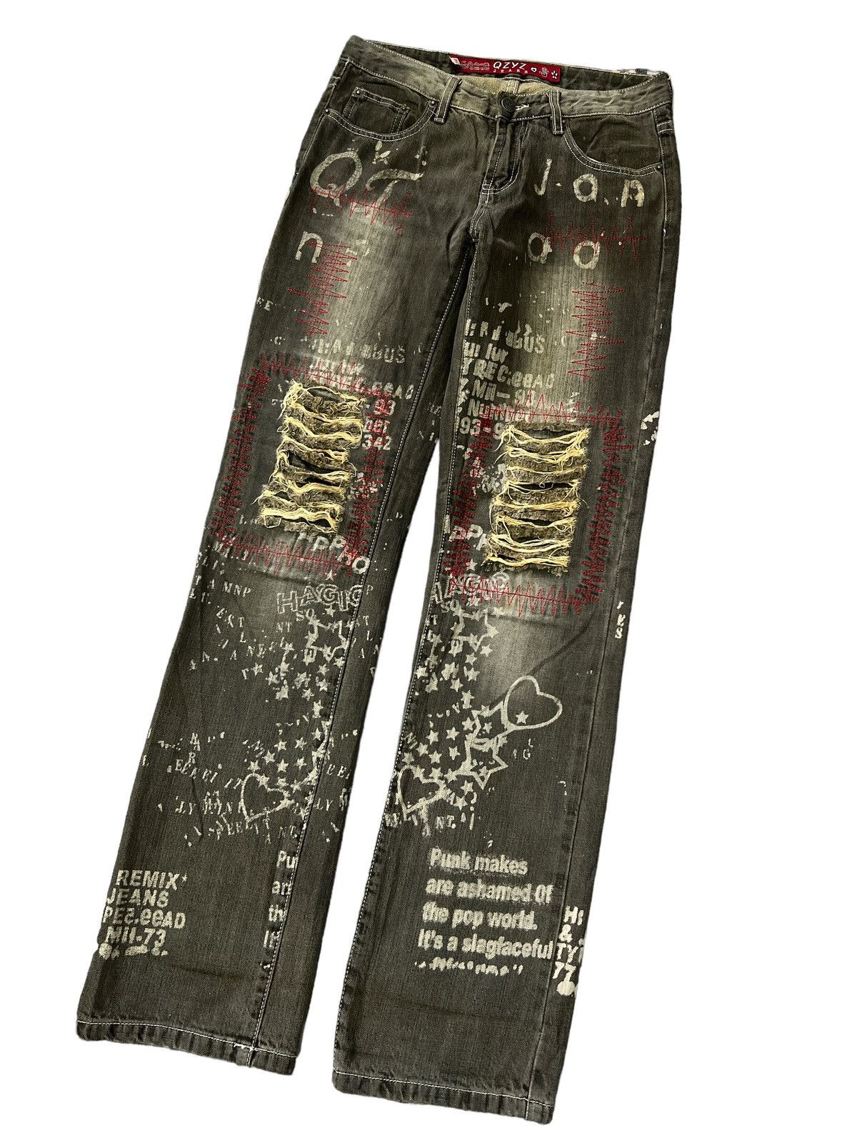 Hysteric Glamour SICK🔥THRASHED RIPPED OZYZ JEANS DISTRESSED DENIM PANT Size US 26 / EU 42 - 4 Thumbnail