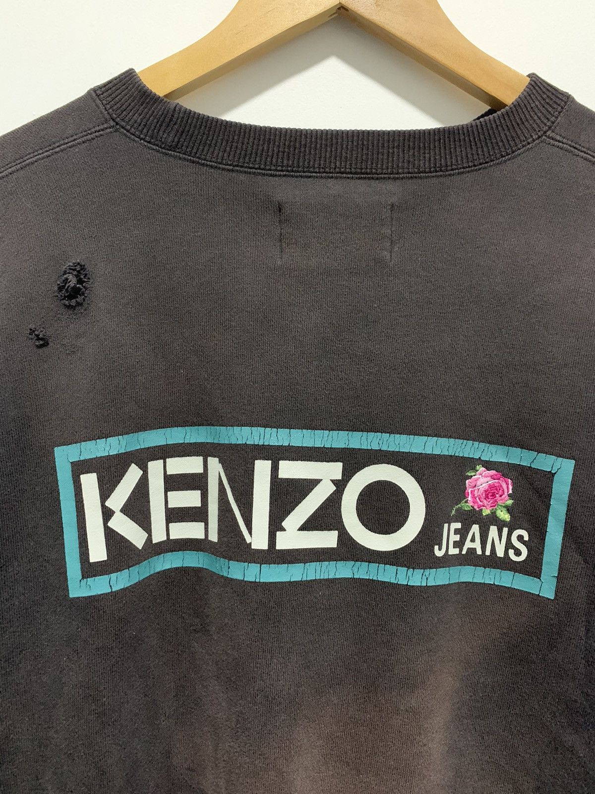 Kenzo × Vintage Vintage Dark Brown Kenzo Distress Sweatshirt Crewneck Size US L / EU 52-54 / 3 - 7 Thumbnail