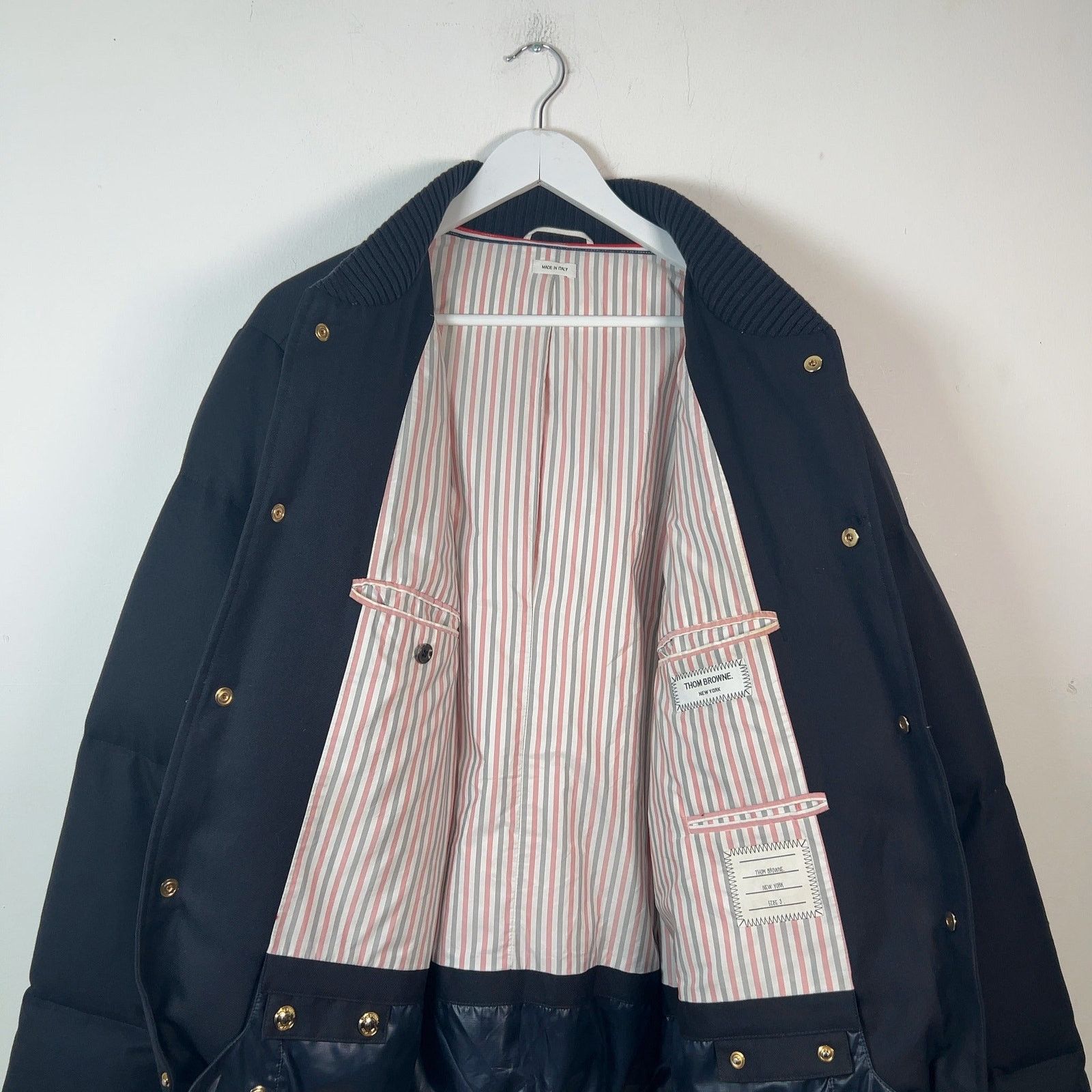 Thom Browne Thom Browne Navy Down Bomber Puffer Jacket Size 3 Size US L / EU 52-54 / 3 - 6 Thumbnail