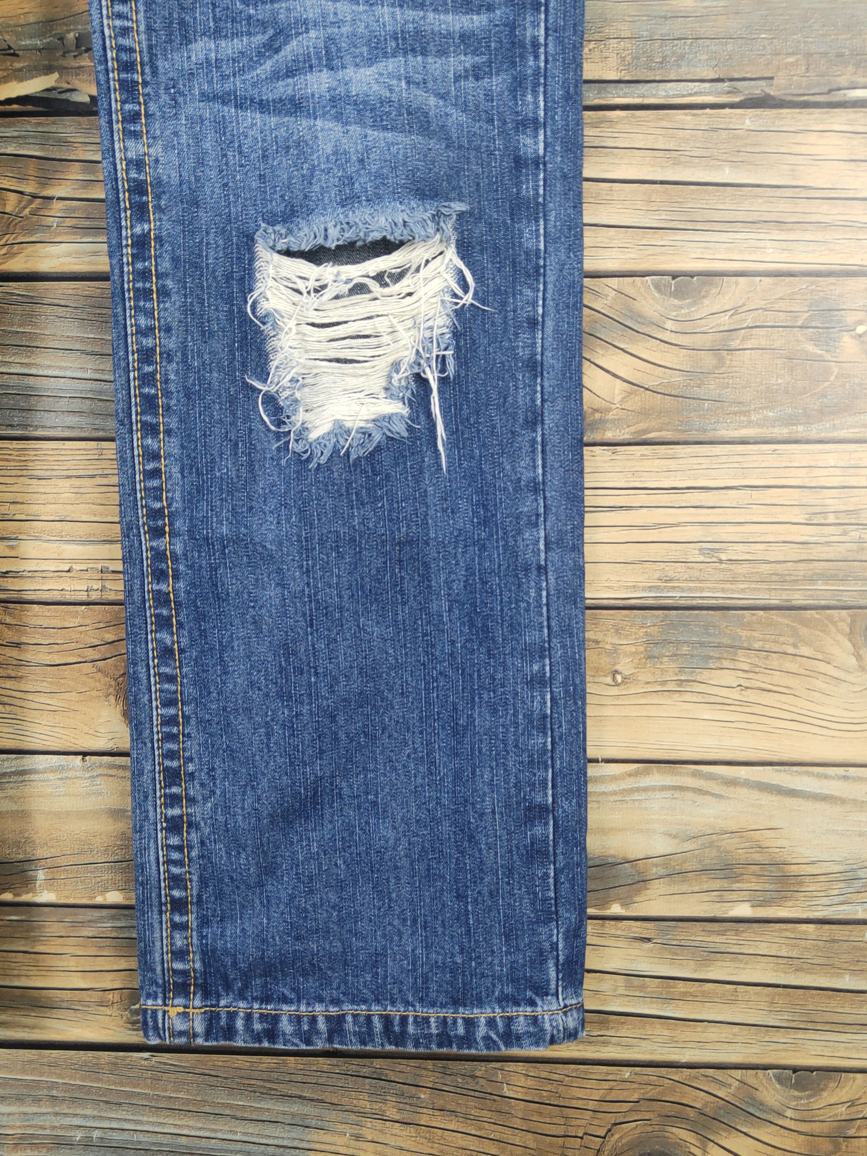 Japanese Brand W.a.z.p Dark Blue Distressed Ripped denim Jeans #W1613 Size 30" / US 8 / IT 44 - 6 Thumbnail