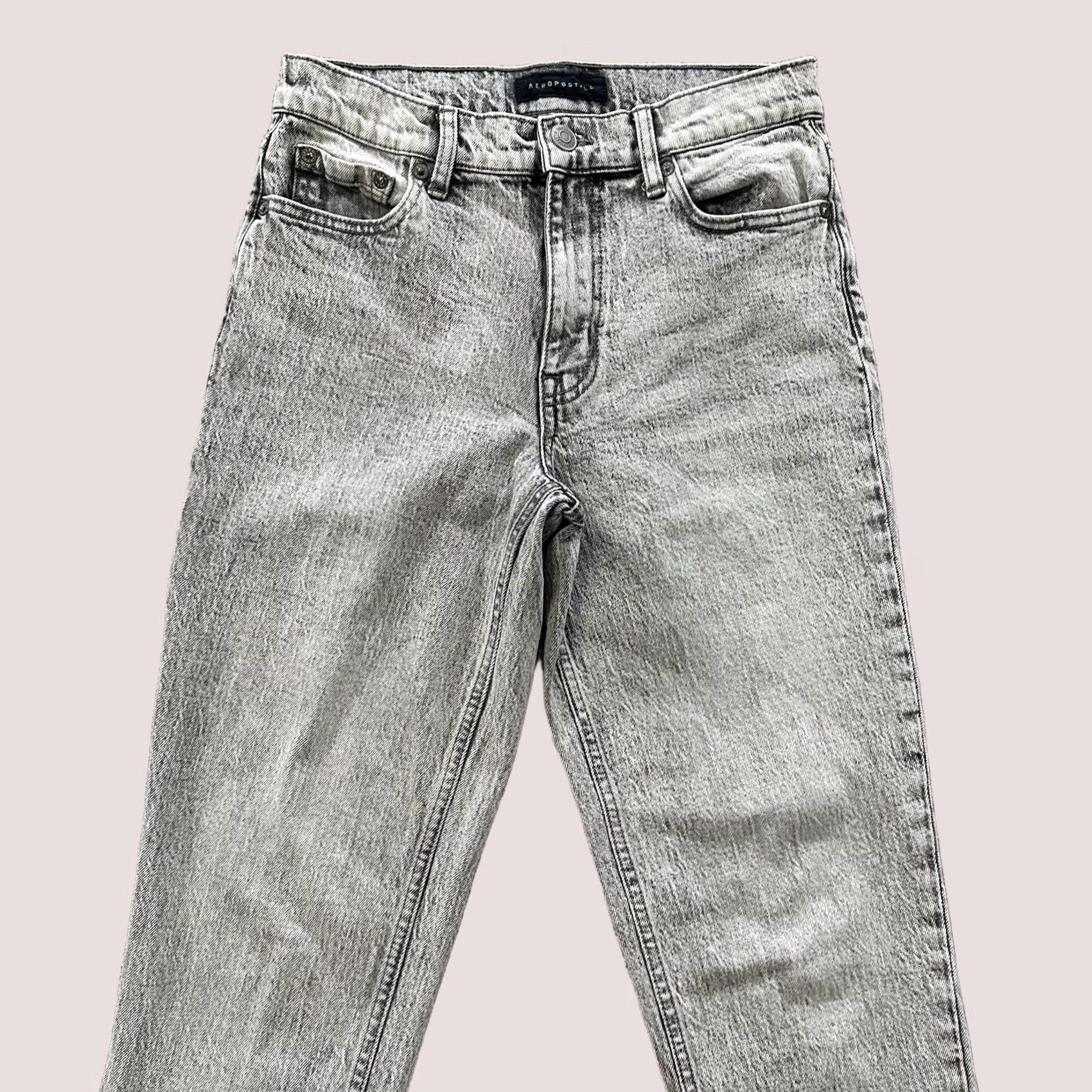 Vintage Aeropostale Jeans Women 2 26x28 High Rise Mom Jean Aero Raw Hem Gray Size 26" / US 2 / IT 38 - 1 Thumbnail