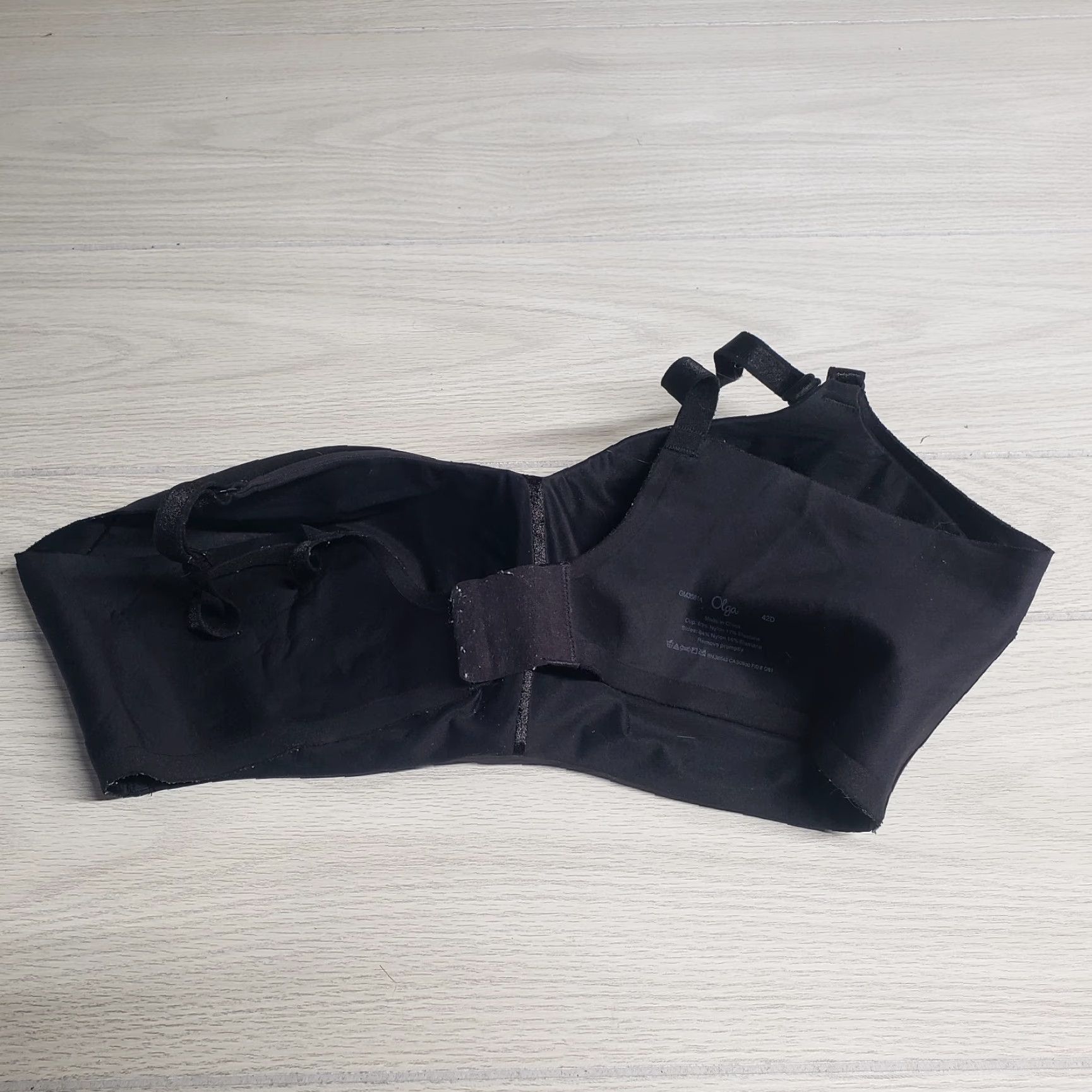 Vintage Olga Bra 42D Black Full Coverage 40 Band Nylon Blend Wireless Underwire Lightly Lined GM3561A No Side Effects WF Full-Figure Contour Size ONE SIZE - 2 Thumbnail