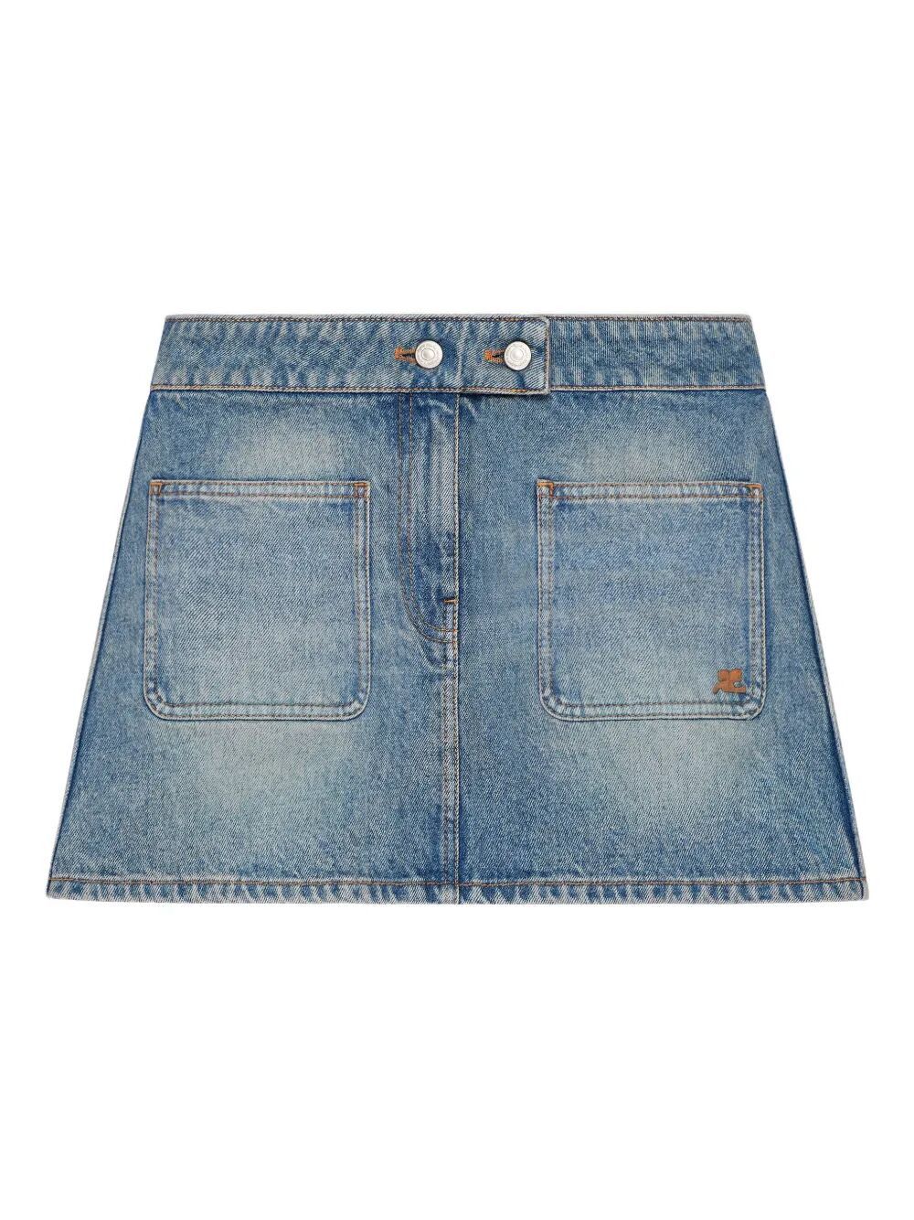 Courreges "SIGNATURE" DENIM MINI SKIRT Size 28" / US 6 / IT 42 - 1 Thumbnail