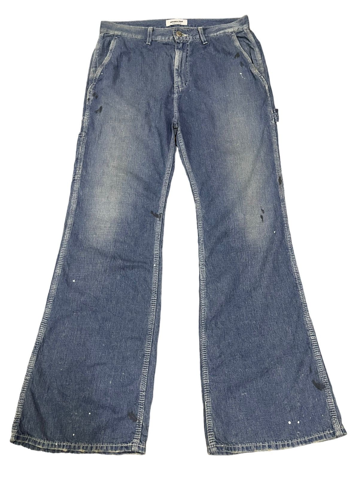 image of Hype Vintage Blue Wash Carpenter Style Flare Jeans, Men's (Size 32)