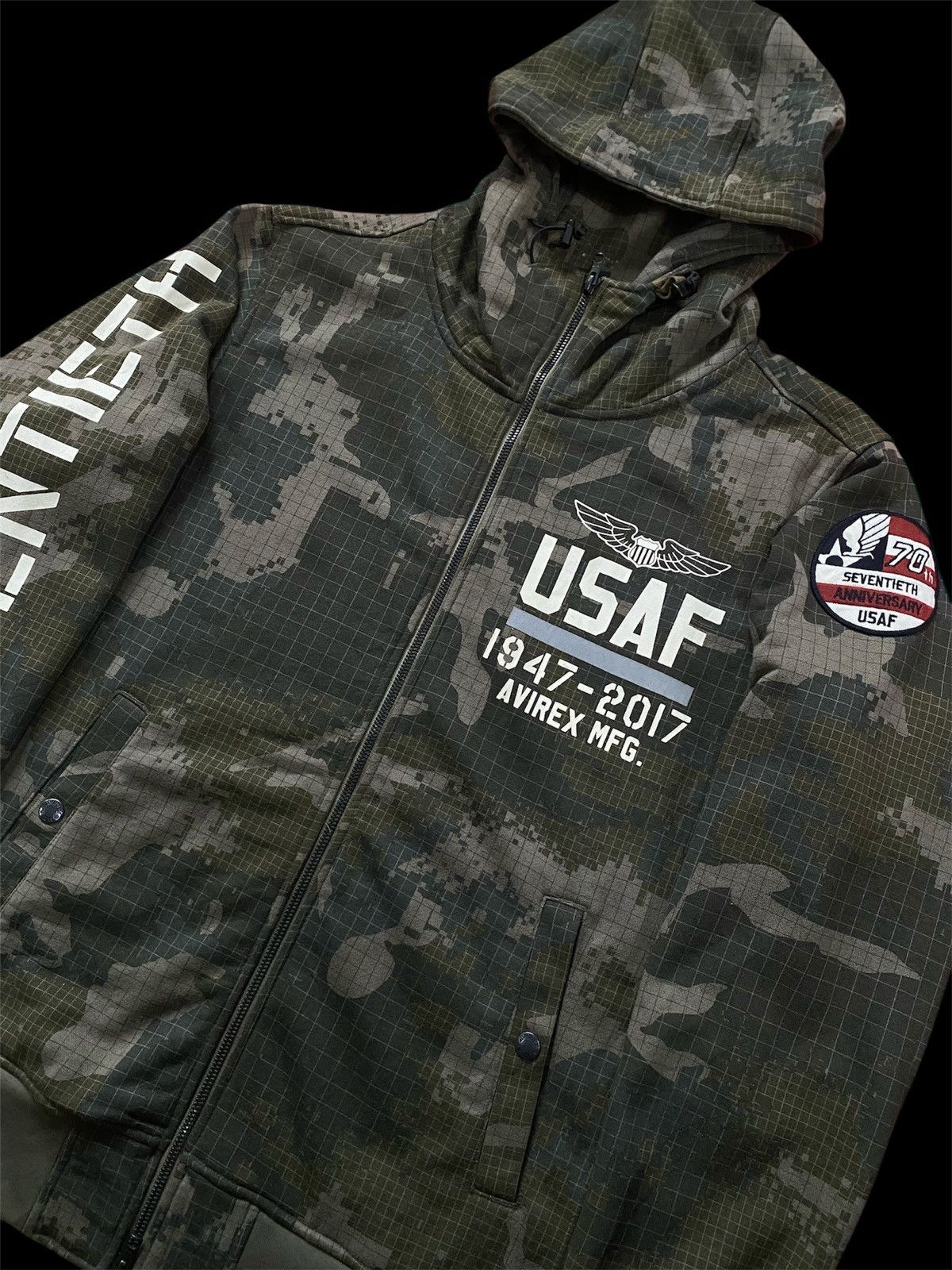 Avirex × Vintage AVIREX US AIR FORCE 70th Anniversary Zip Camo Hoodie Size US XL / EU 56 / 4 - 8 Thumbnail