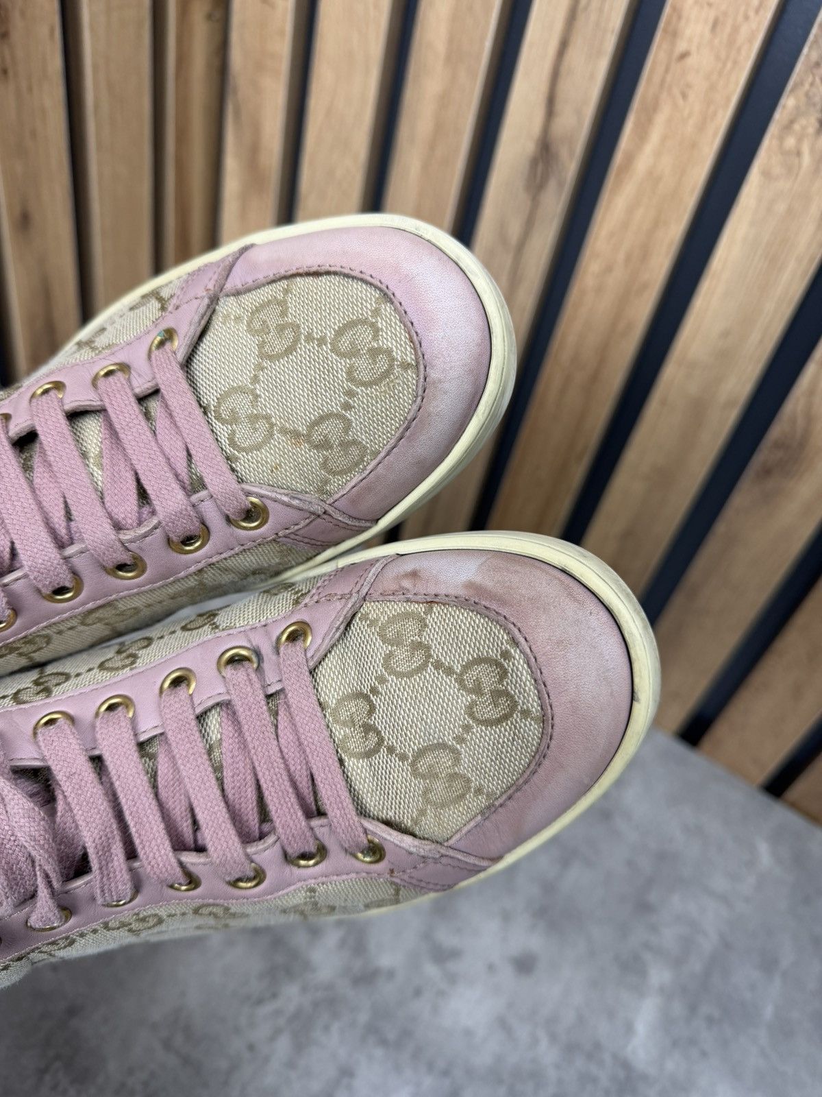 Gucci Gucci GG Monogram High Top Sneakers Pink Canvas Women Size US 8 / IT 38 - 10 Thumbnail