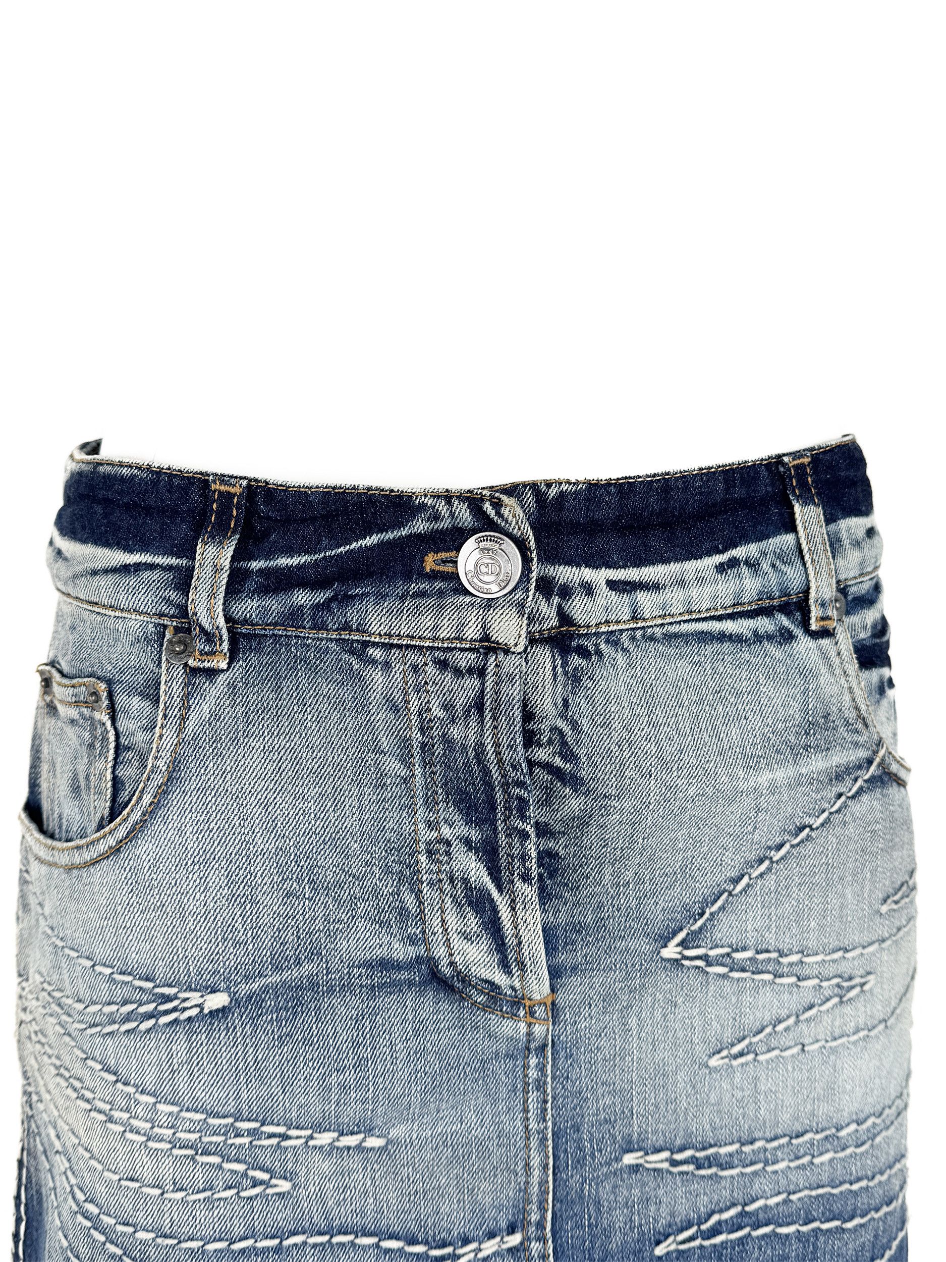 Dior Vintage Christian Dior Mini Denim Skirt 2006 John Galliano Size 27" / US 4 / IT 40 - 7 Thumbnail