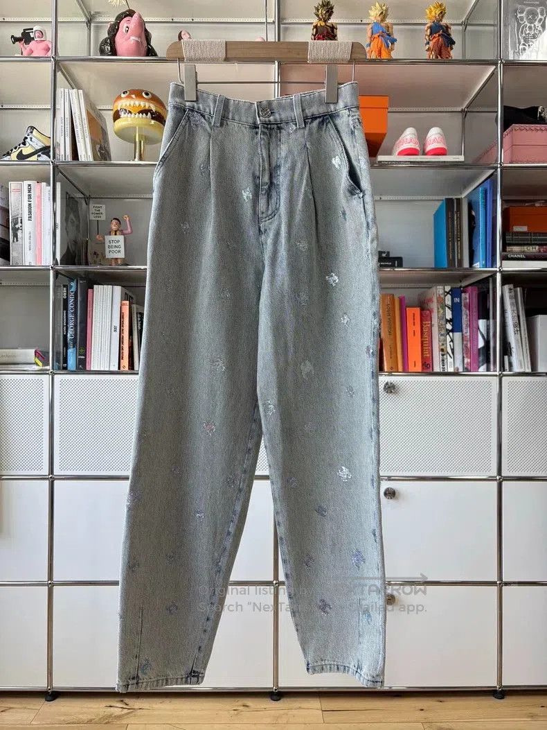 Chanel Chanel Blue Sequin Logo carrot pants . Size US 34 / EU 50 - 1 Thumbnail