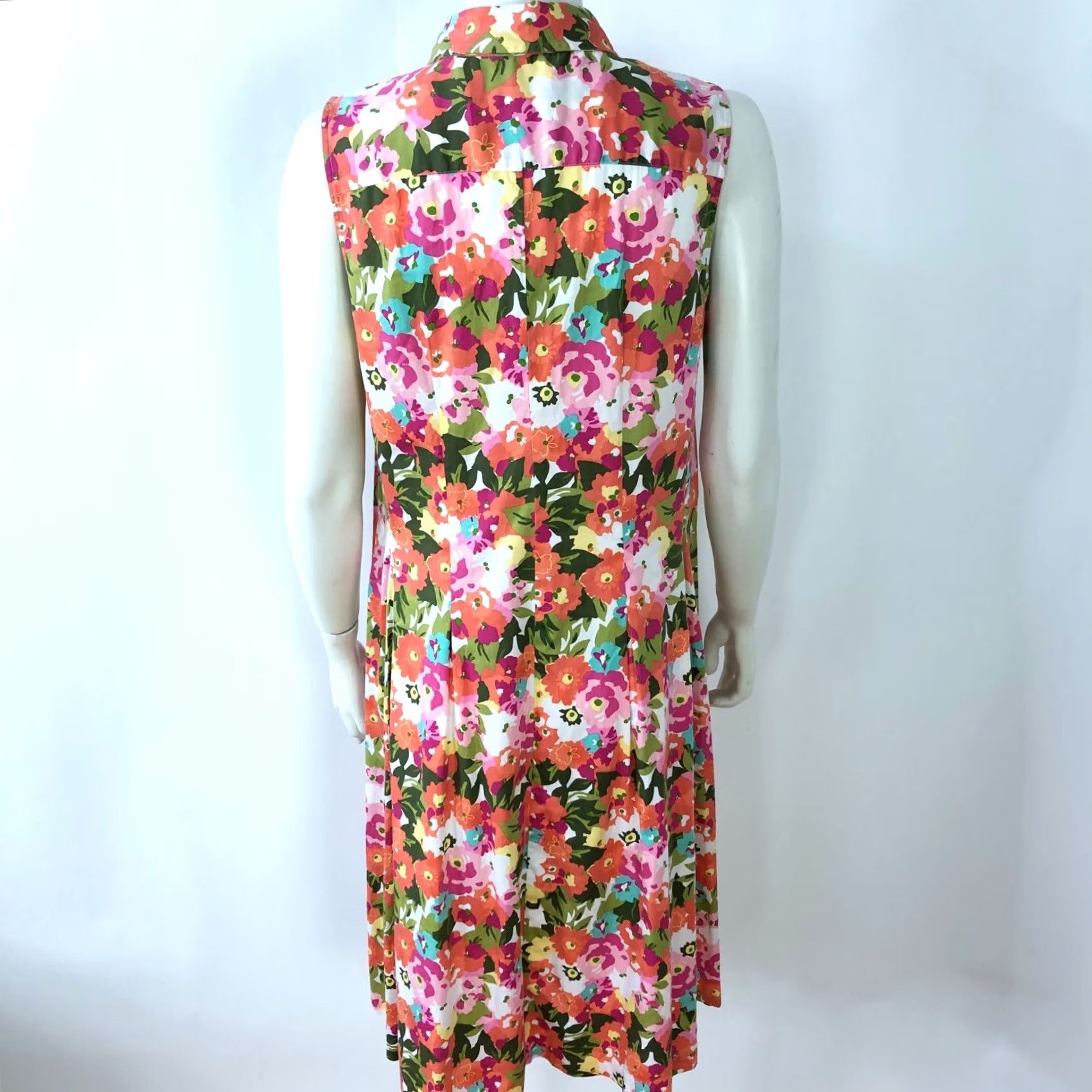 Talbots Talbots Shirt Dress 12 Midi Pink Floral All Over Print Sleeveless Collared Buttonless Pullover Knit Cotton Spandex Womens Size XL / US 12-14 / IT 48-50 - 5 Thumbnail