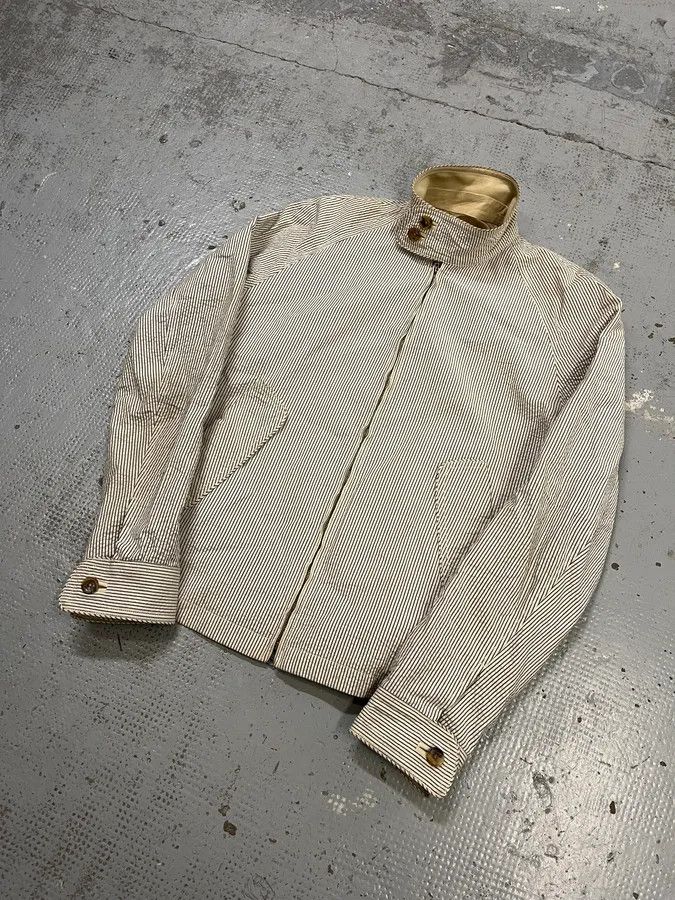 Louis Vuitton 2000s Louis Vuitton Striped Classy Beige Hybrid Leather Jacket Size US M / EU 48-50 / 2 - 4 Thumbnail