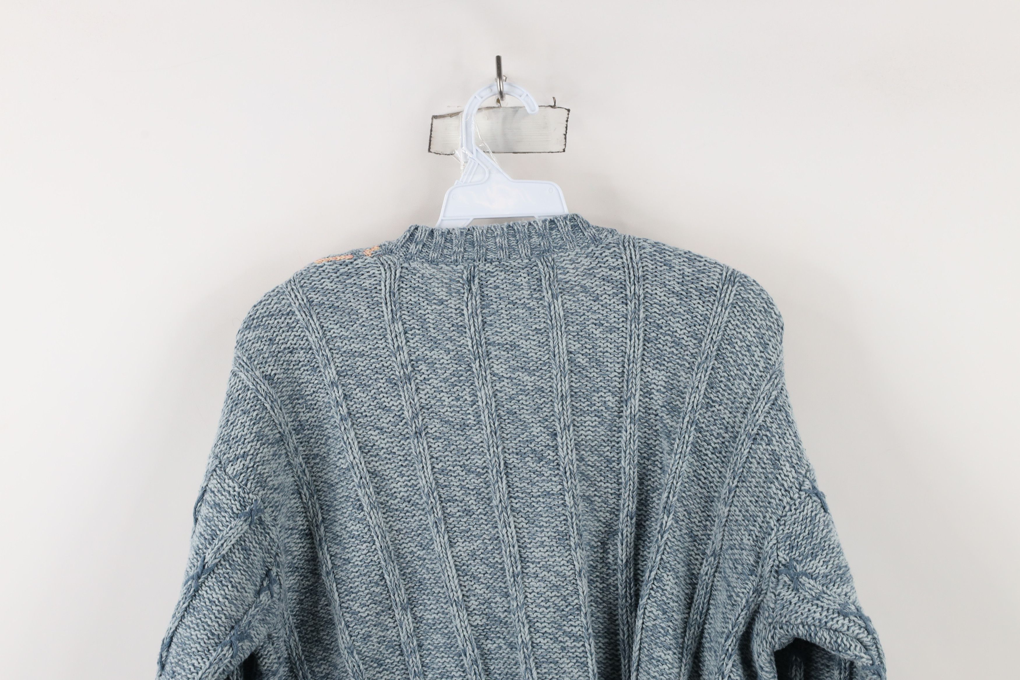 Vintage Vintage 90s Streetwear Dapper Chunky Cable Knit Sweater Blue Size L / US 10 / IT 46 - 7 Thumbnail