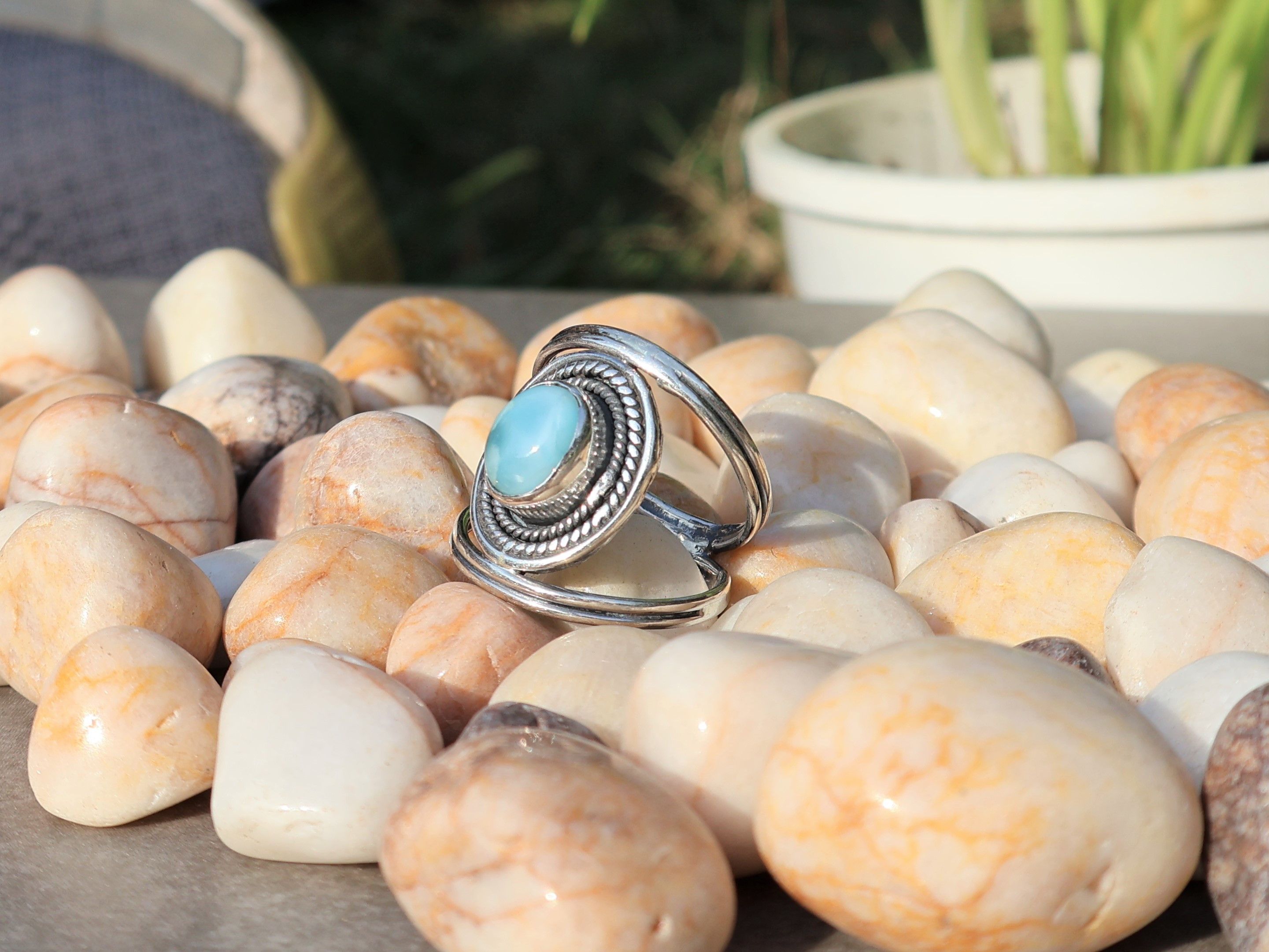 Handmade Larimar Ring, 925 Sterling Silver Ring, Handmade Women Ring, Size ONE SIZE - 3 Thumbnail