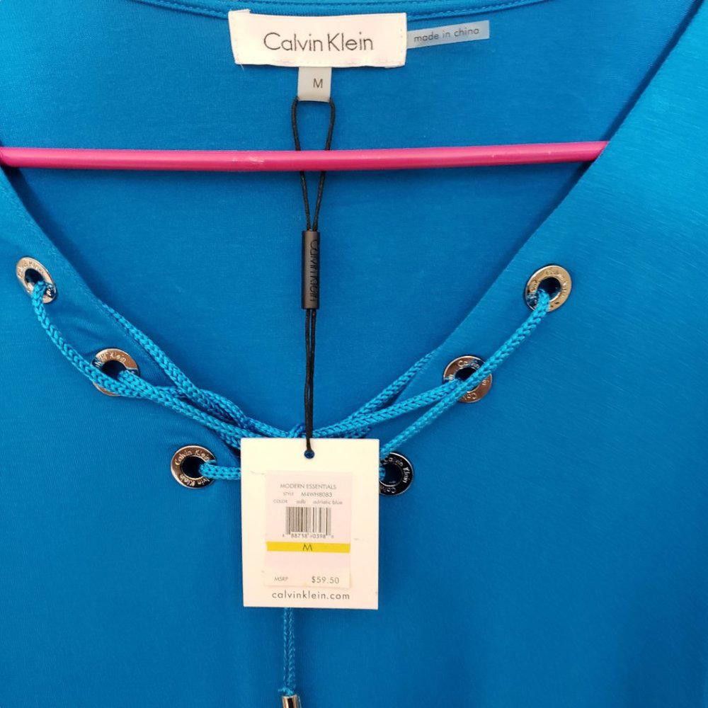 Calvin Klein CT215 NWT Ladies Calvin Klein Turquoise Long Sleeve Blouse M Size M / US 6-8 / IT 42-44 - 3 Thumbnail