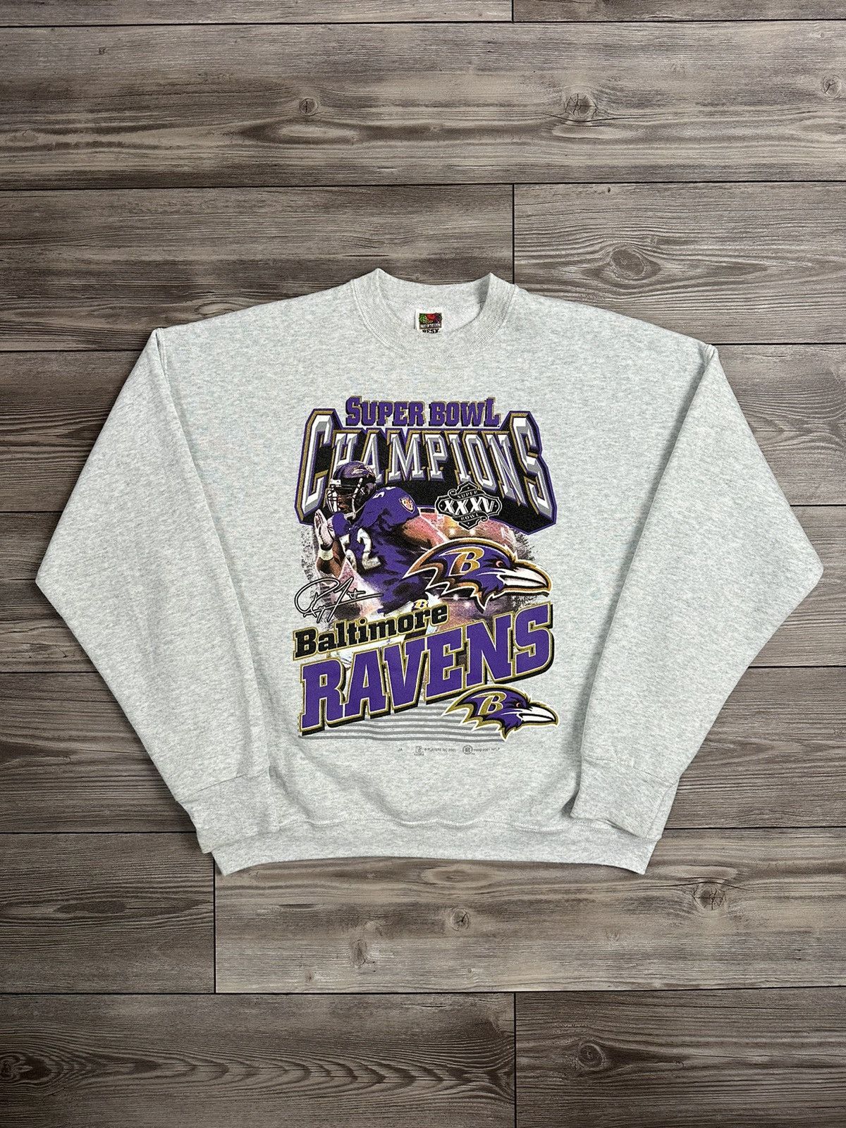 image of Nfl x Vintage Baltimore Ravens Super Bowl Champions Crewneck in Grey, Men's (Size XL)