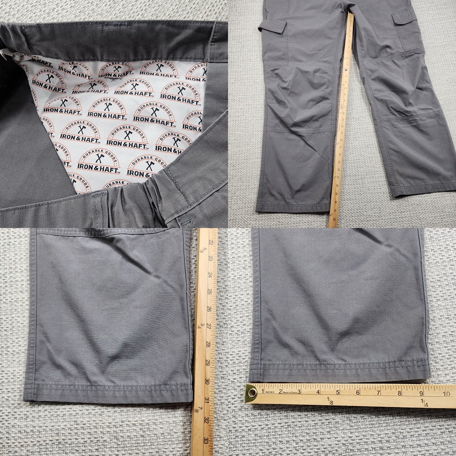 Vintage Iron & Haft Pants Mens 42x32 Cargo Workwear Utility Benchmark Pockets Gauge Gray Size US 42 / EU 58 - 8 Thumbnail
